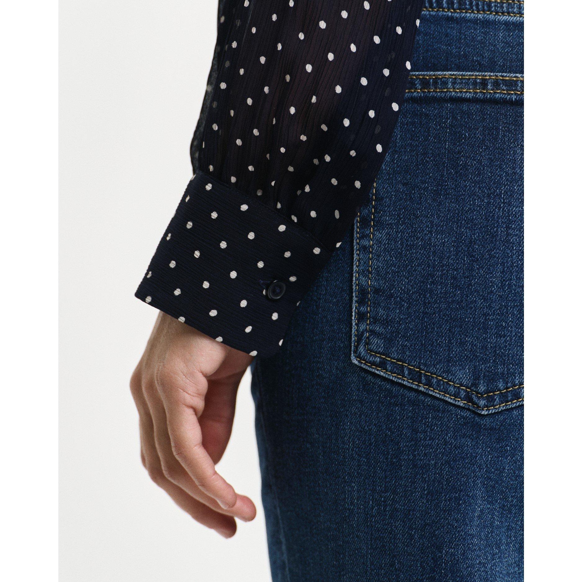 Avondblauw - Gant - Women's Dot Print Bow Long-Sleeve Patterned Shirt - 4