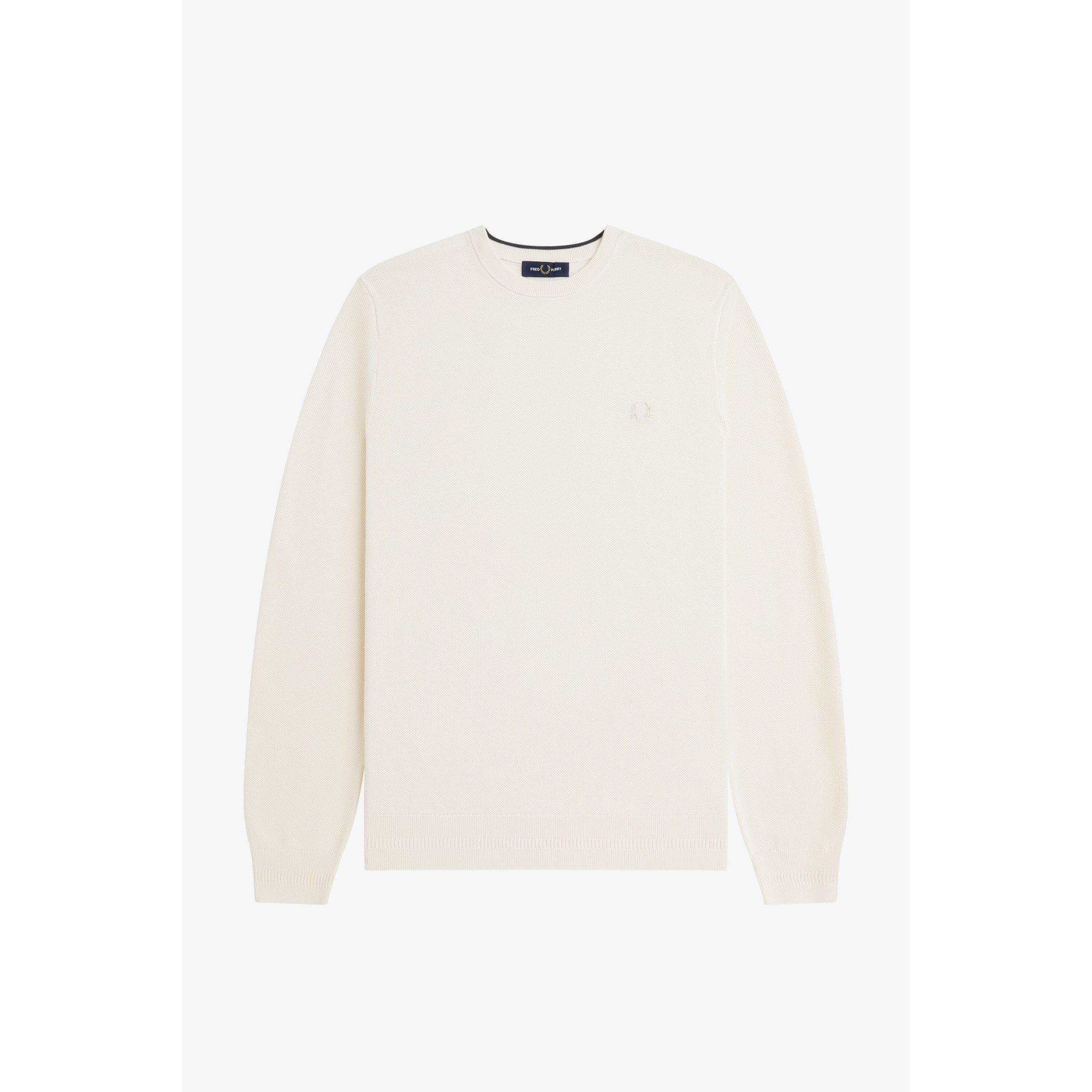 Fred Perry Men's Pique Crew Neck Jumper - Ecru 560 - XL