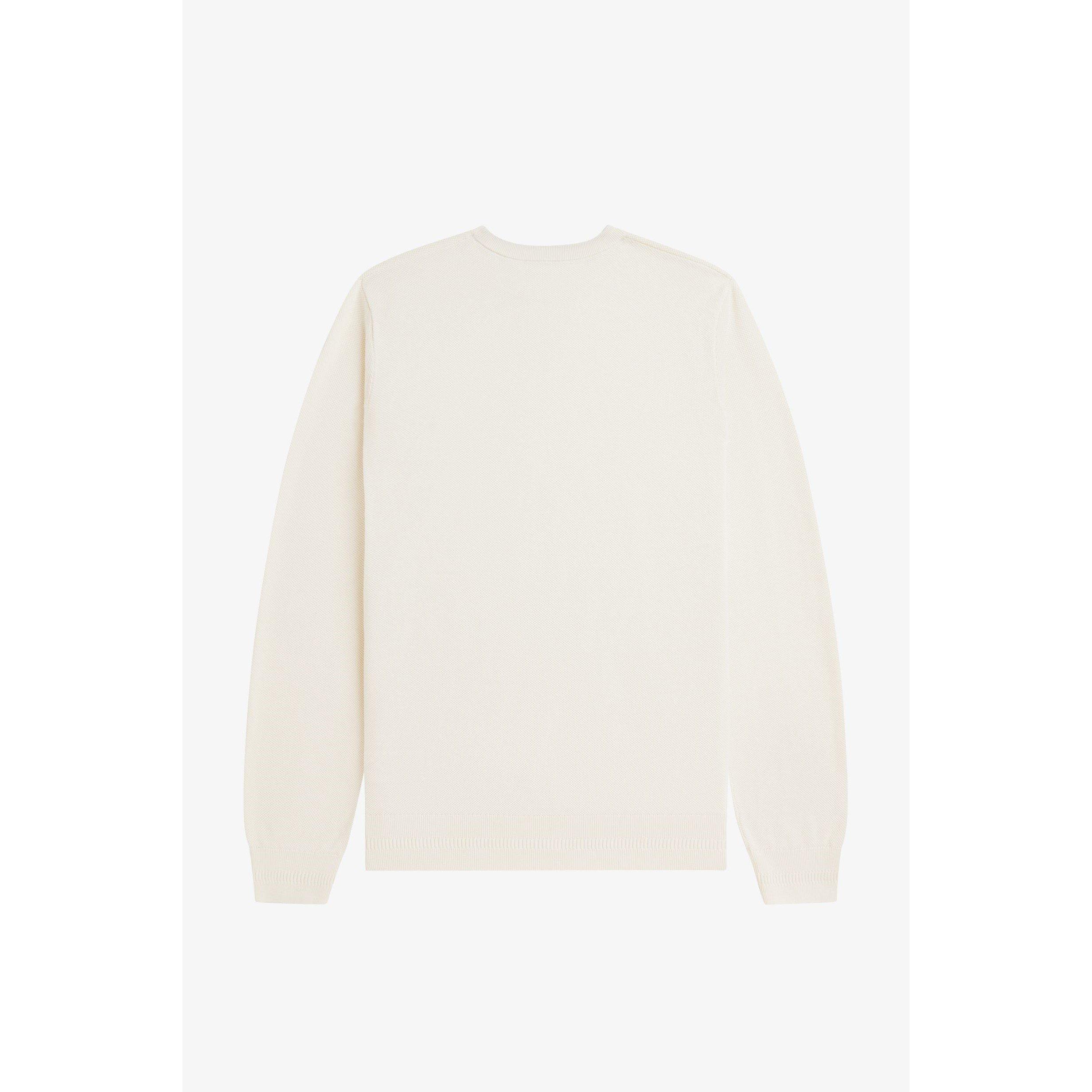 Ecru 560 - Fred Perry - Men's Pique Crew Neck Jumper - 2