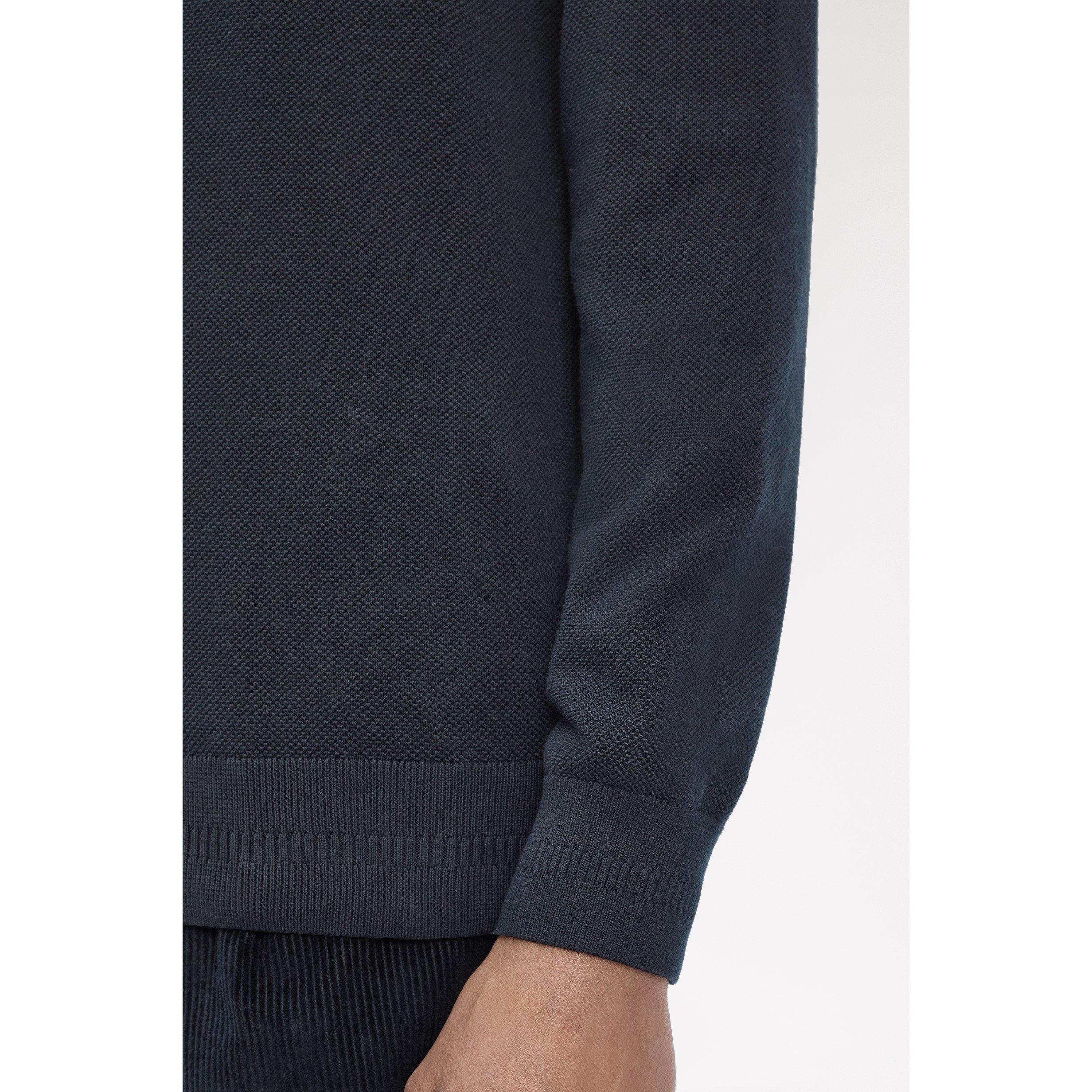 Navy 608 - Fred Perry - Men's Pique Crew Neck Jumper - 5
