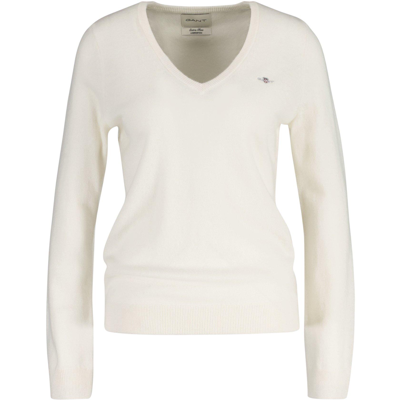 Cream - Gant - Women's Extrafine Lambswool Crew Neck Jumper - 5