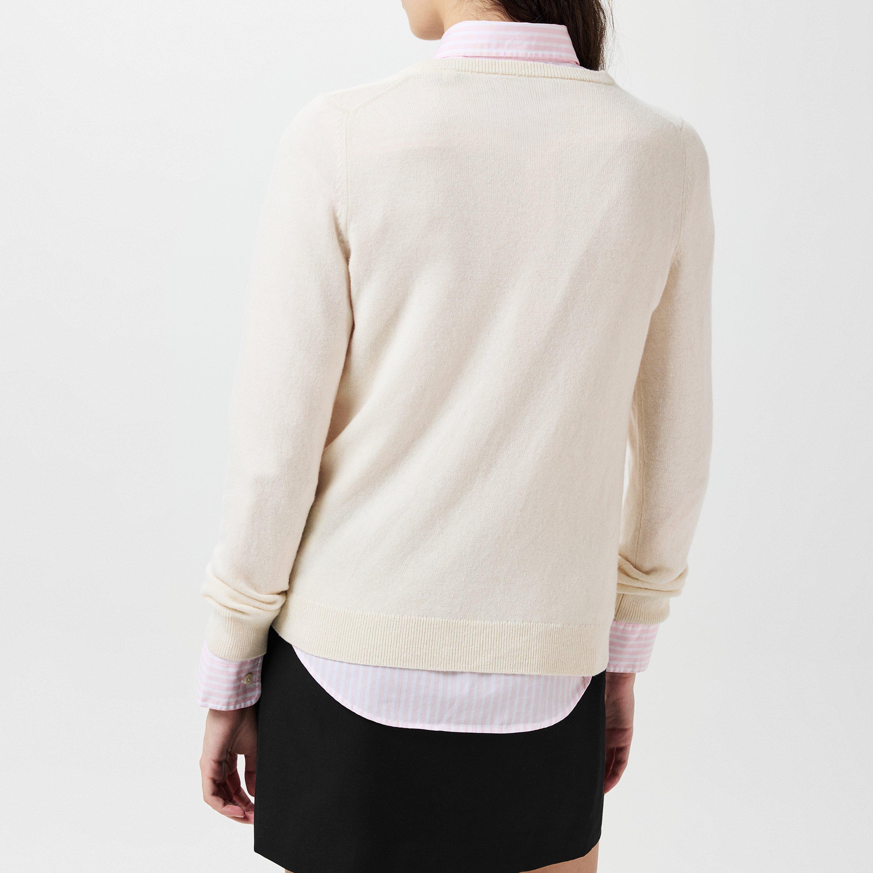 Cream - Gant - Women's Extrafine Lambswool Crew Neck Jumper - 3