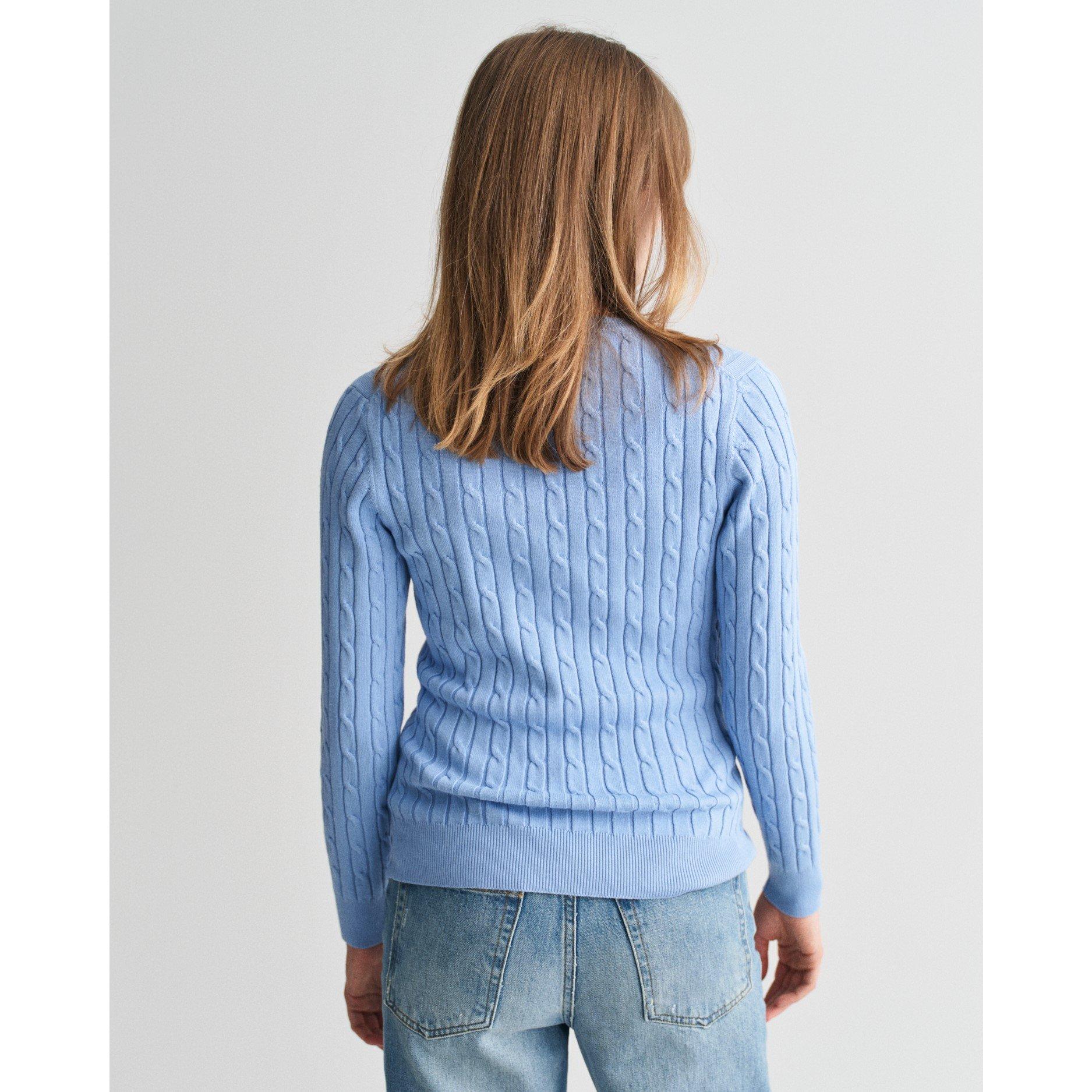 Clear Sky - Gant - Women's Stretch Cotton Cable Crew Neck Jumper - 2