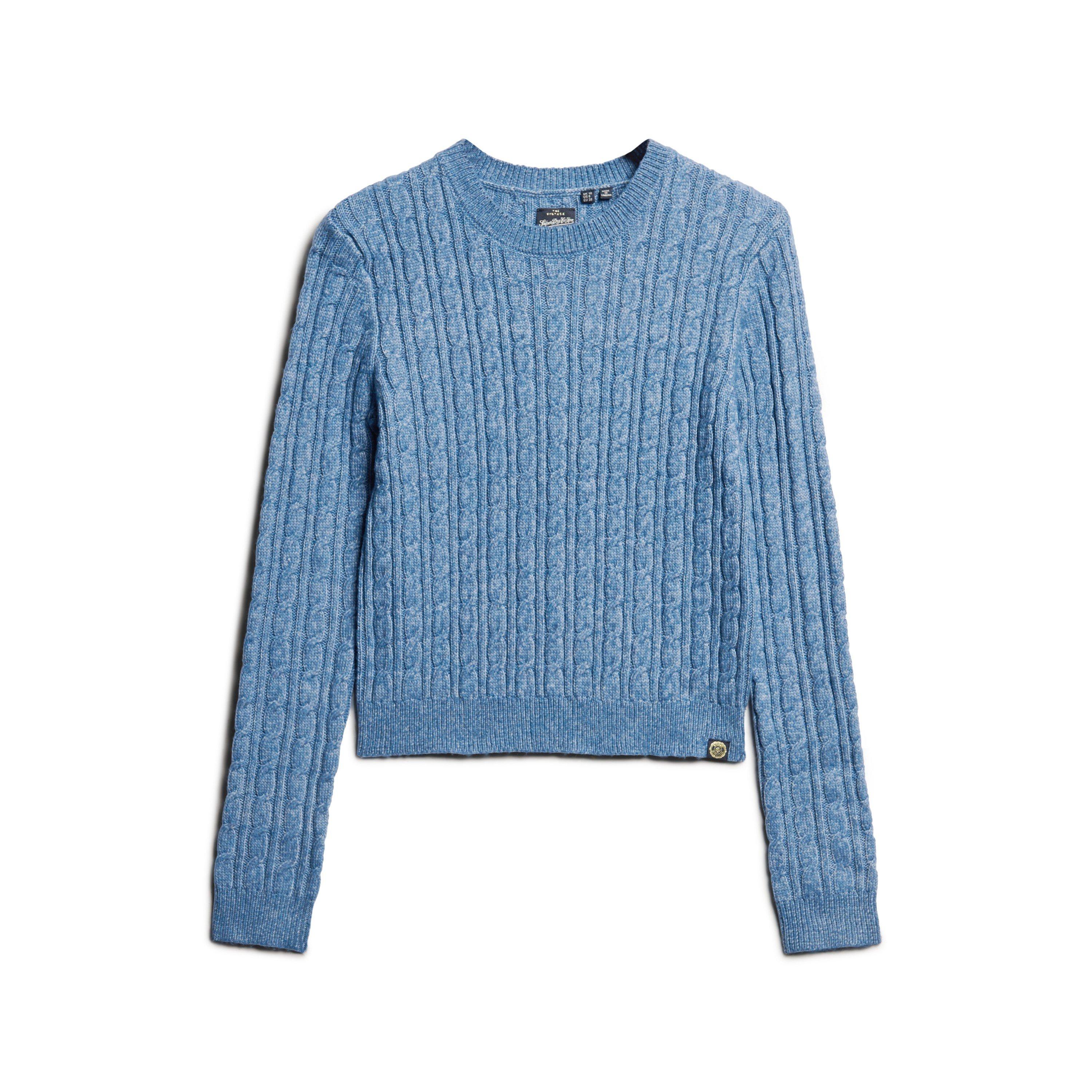 Bleu Wedgewood - Superdry - Women's Cable Knit Crew Neck Jumper - 3