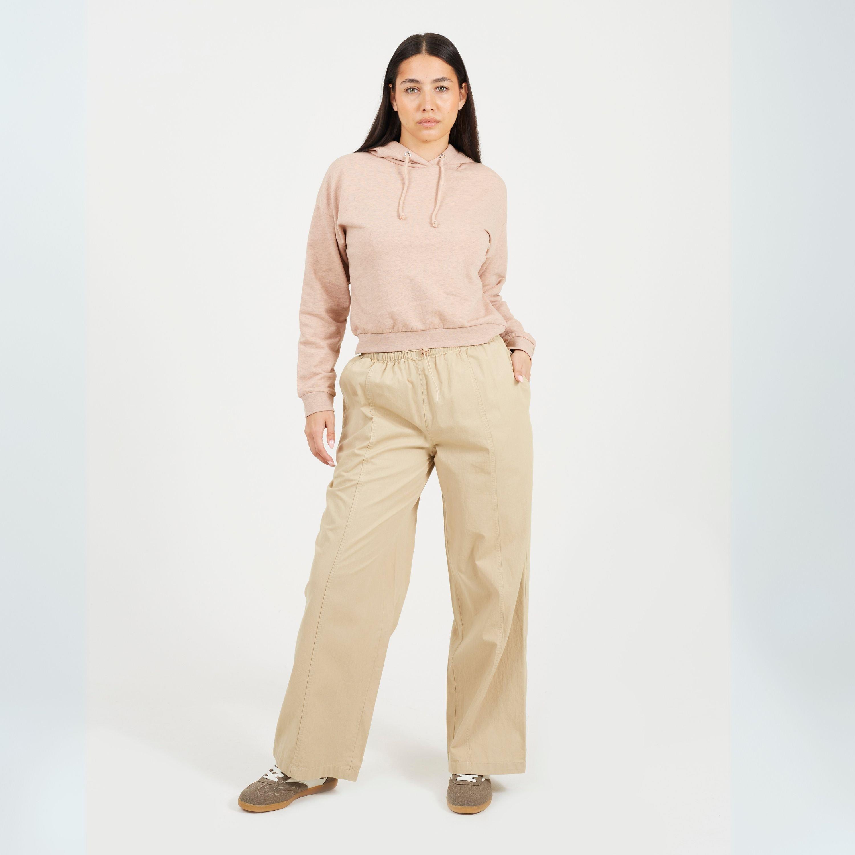 Dusty Taupe - Brave Soul - Womens Cropped Hooded Sweatshirt - 4