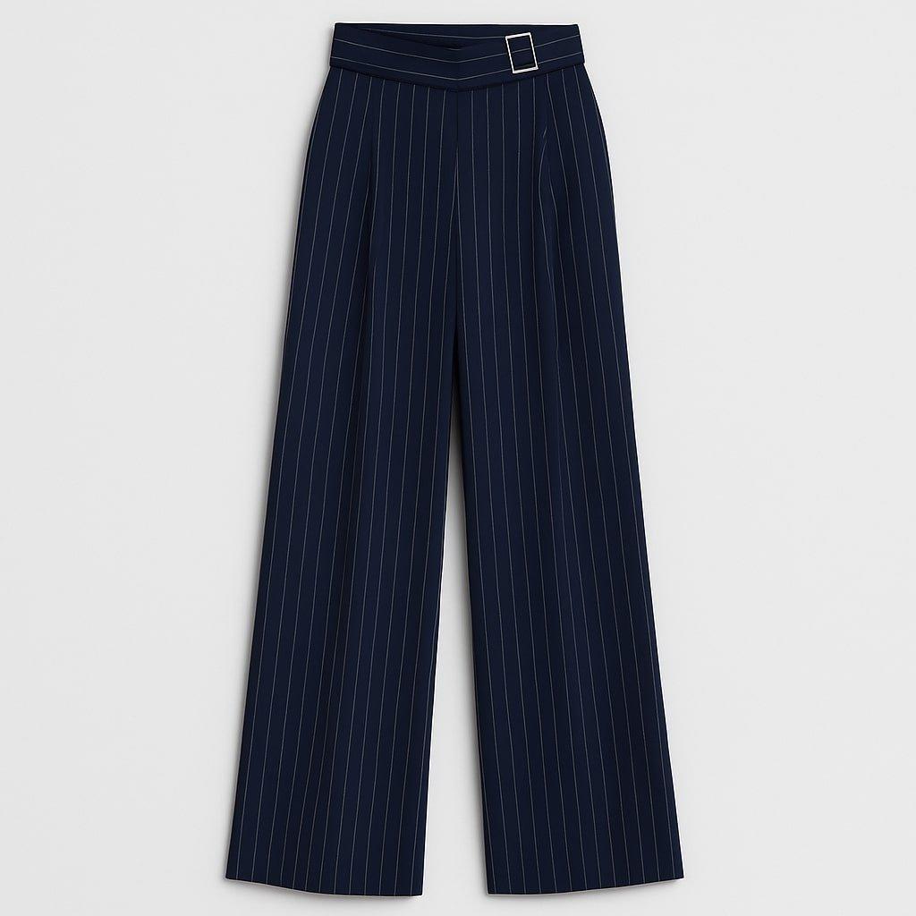 Navy - I Saw It First - Pinstripe Wide Leg Trouser - 1