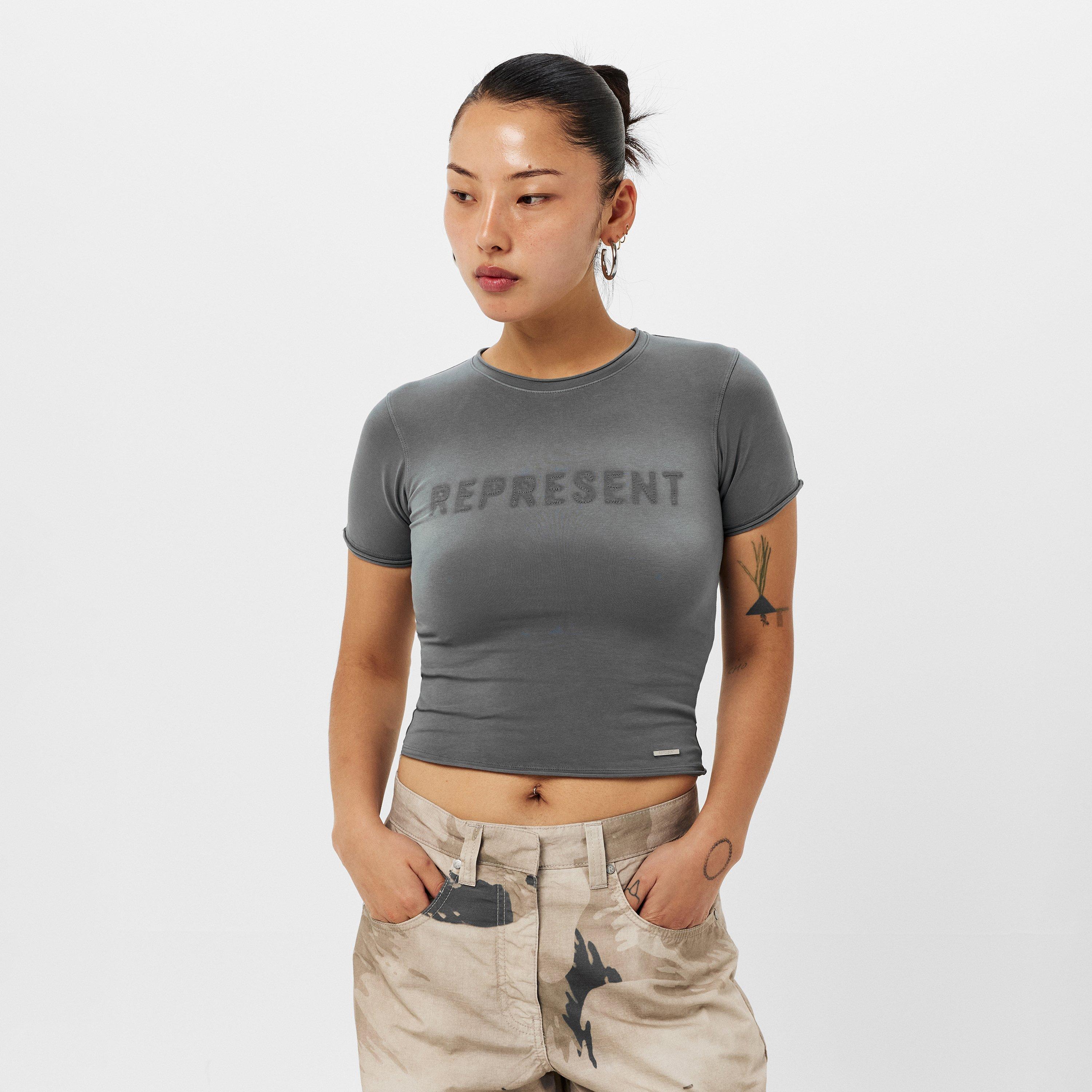 Grey - Represent - Women's Grunge Baby Tee - 3