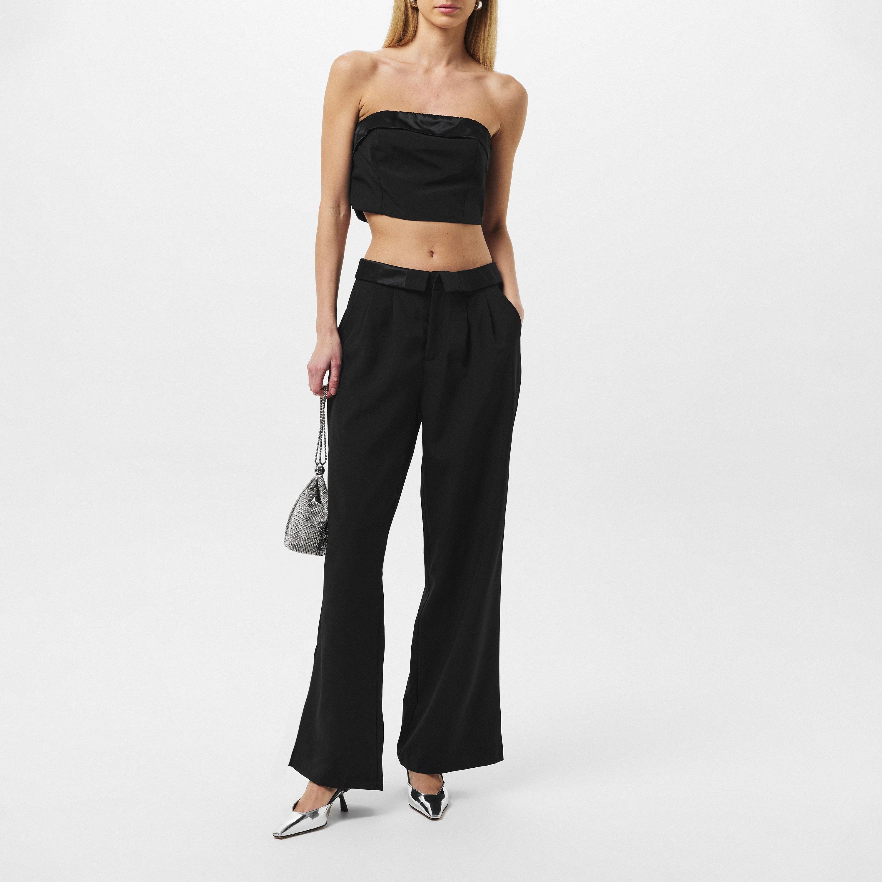 Zwart - Missy Empire - Satin Fold Over Bandeau Top - 3