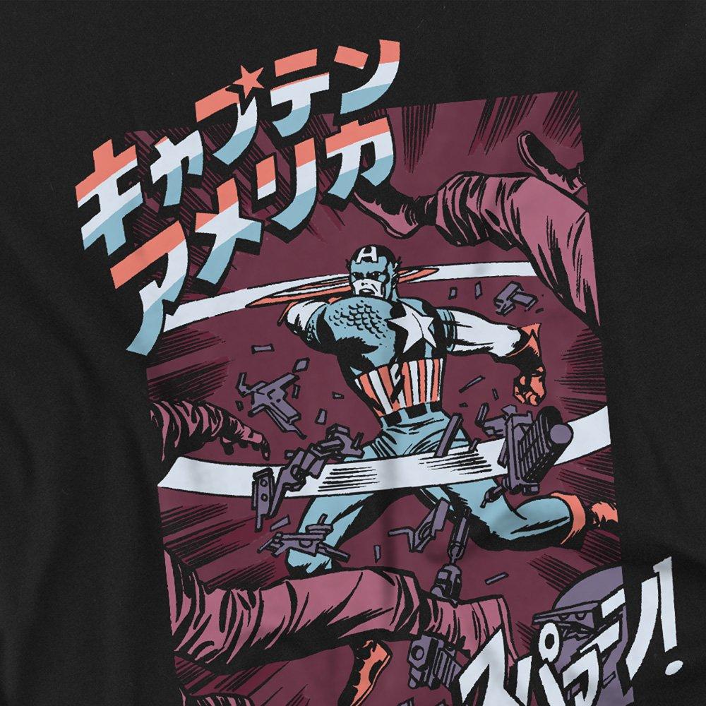 Black - Marvel - Captain America Retro Japanese Strike Long Tee Bl - 2