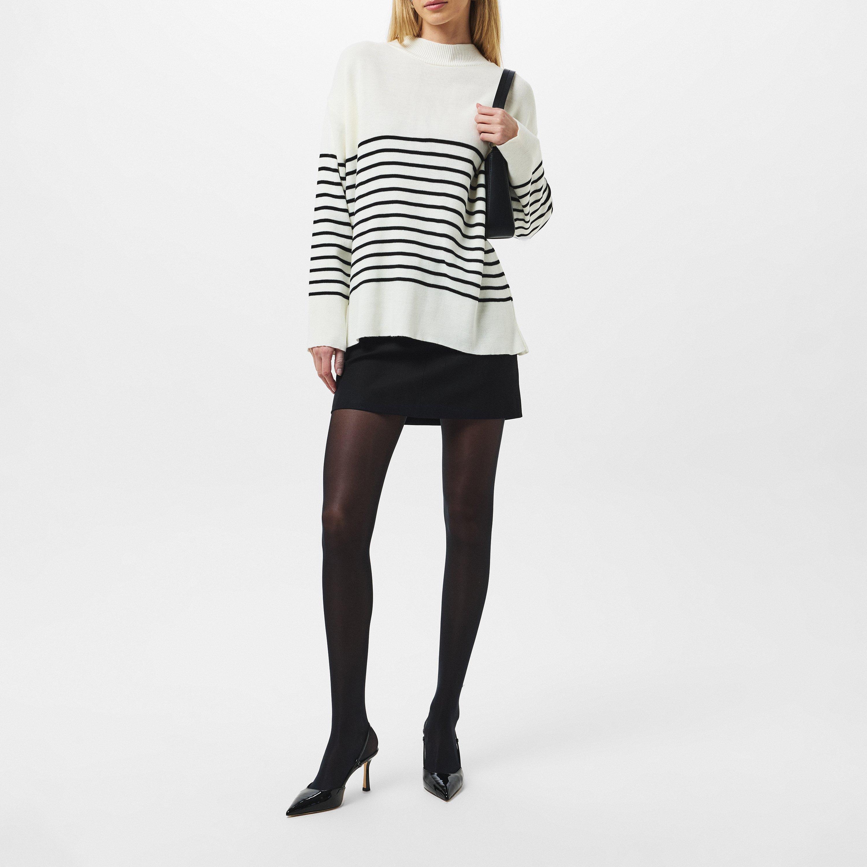 Bijelo/Crno - Missy Empire - High Neck Oversized Long Sleeve Jumper - 3