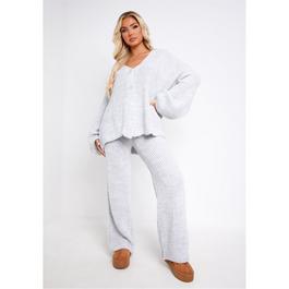 Missy Empire Chantelle Grey Chunky Knit Cardigan And Trouser Set