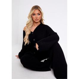 Missy Empire ME Chunky Knit Cardigan & Trouser Set Womens