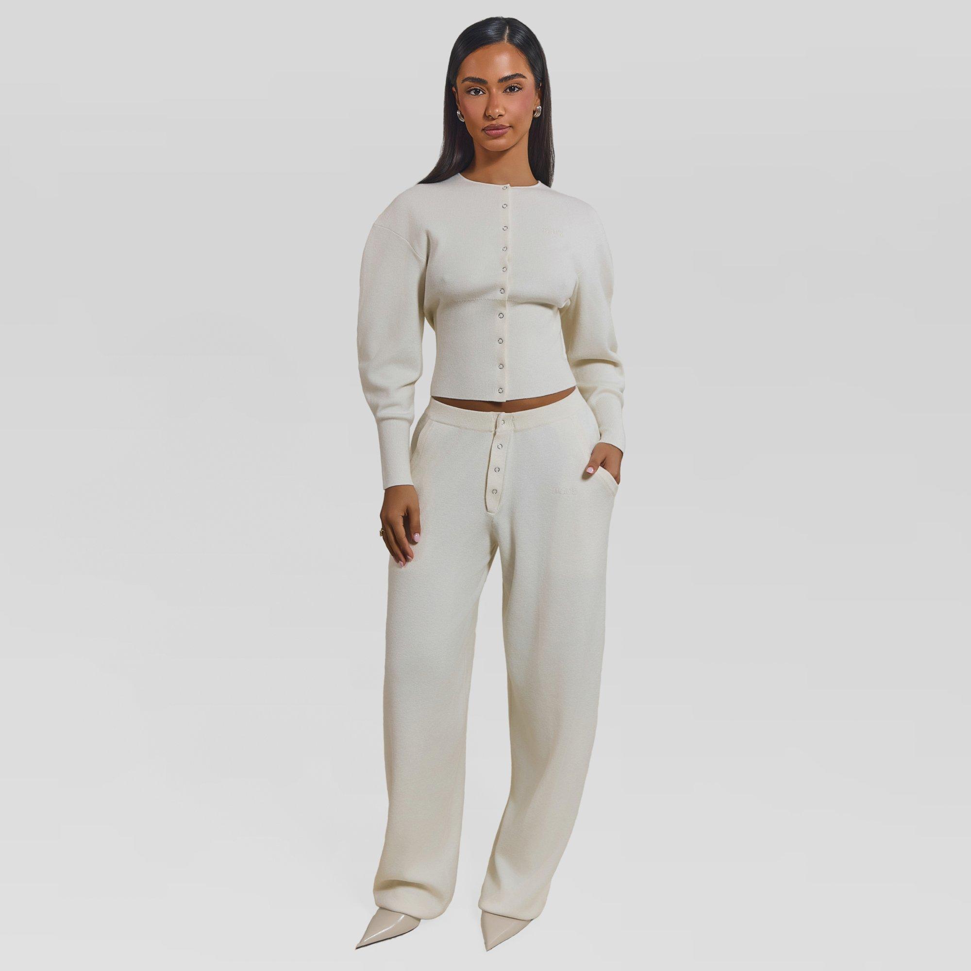 Cream - Mars The Label - Women's Button Knitted Trousers - 1