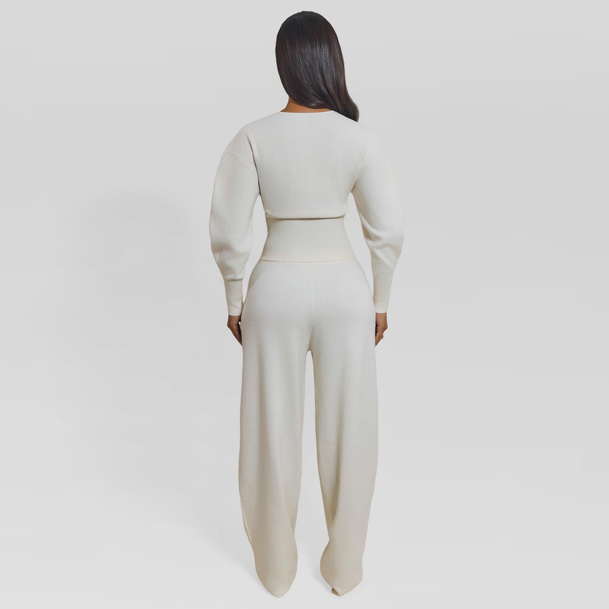 Cream - Mars The Label - Women's Button Knitted Trousers - 3