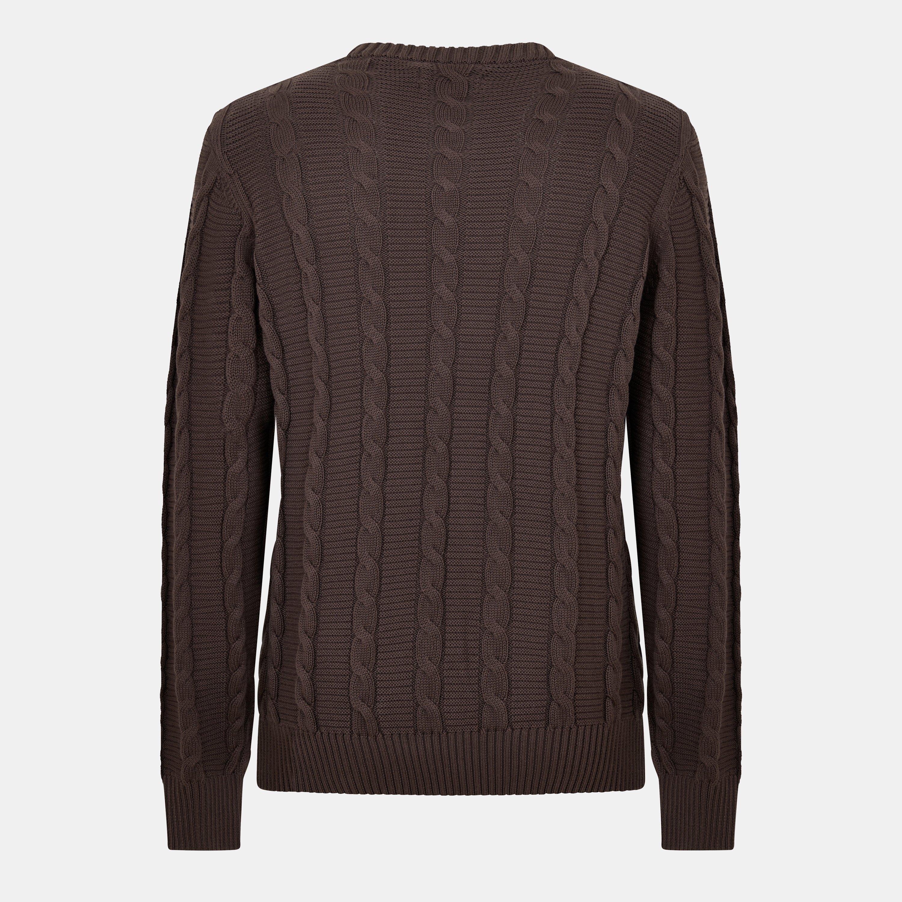 Farah Choc - Farah - Mendon Cable Crew Neck Jumper - 2