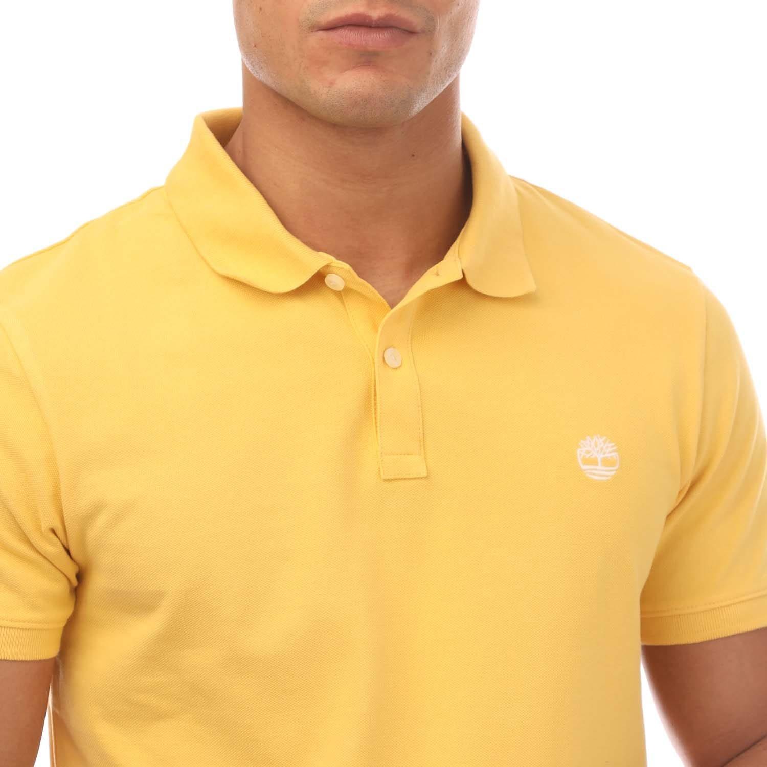 Yellow - Timberland - Oyster River Logo Short Sleeve Polo Shirt - 3