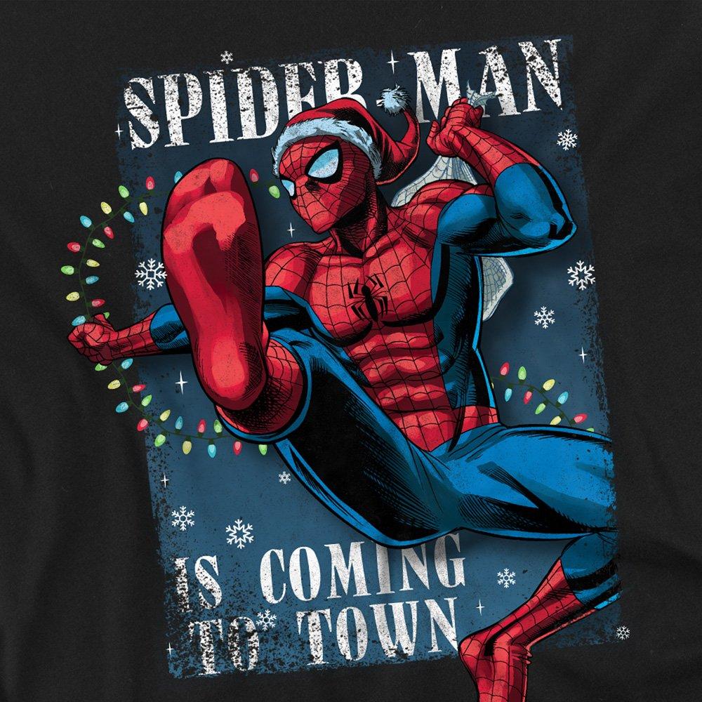 Black - Marvel - Spiderman Is Coming To Town Long Sleeve T-Shirt B - 2