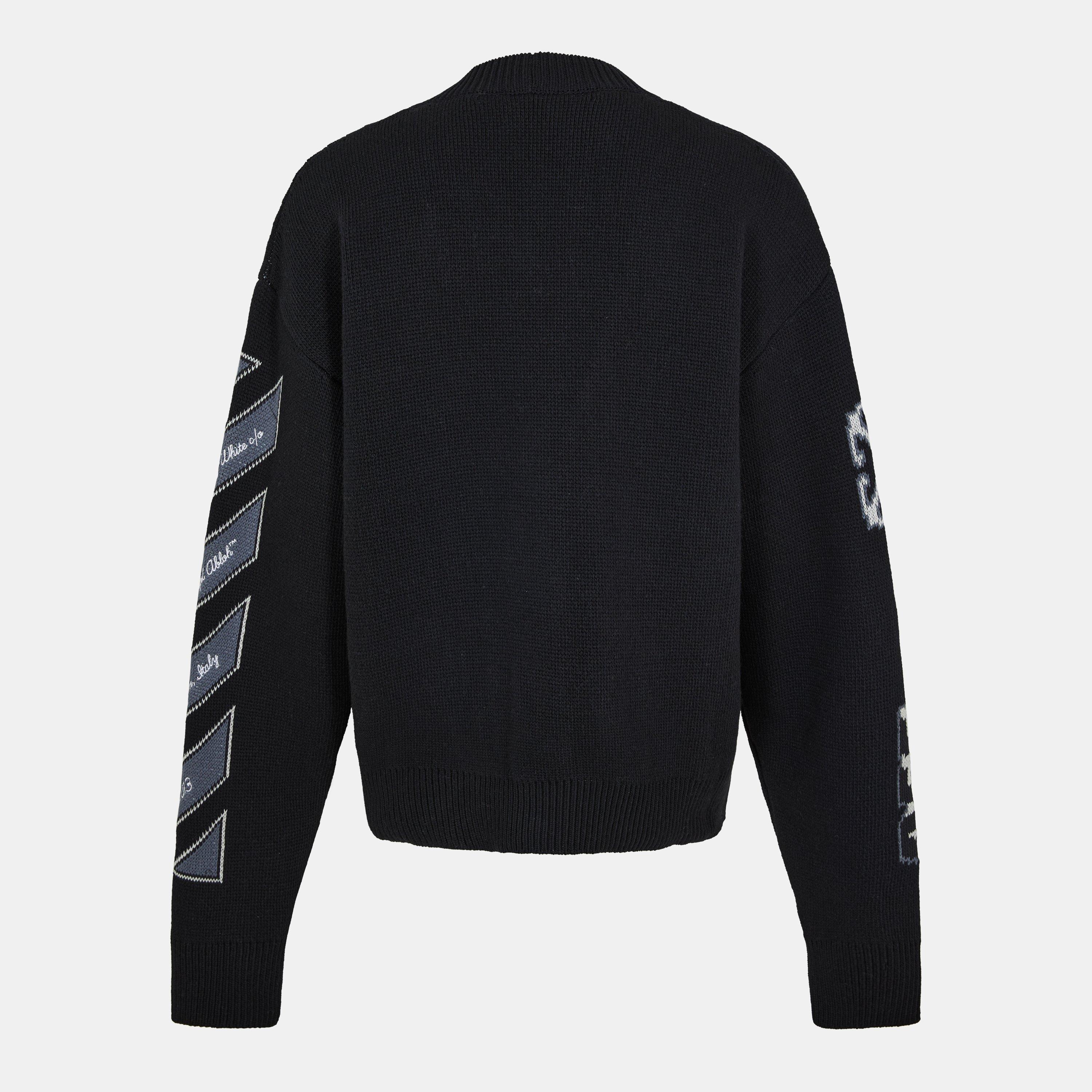 Black - Off White - Men's  Varsity Cardigan, Logos and Motifs - 2