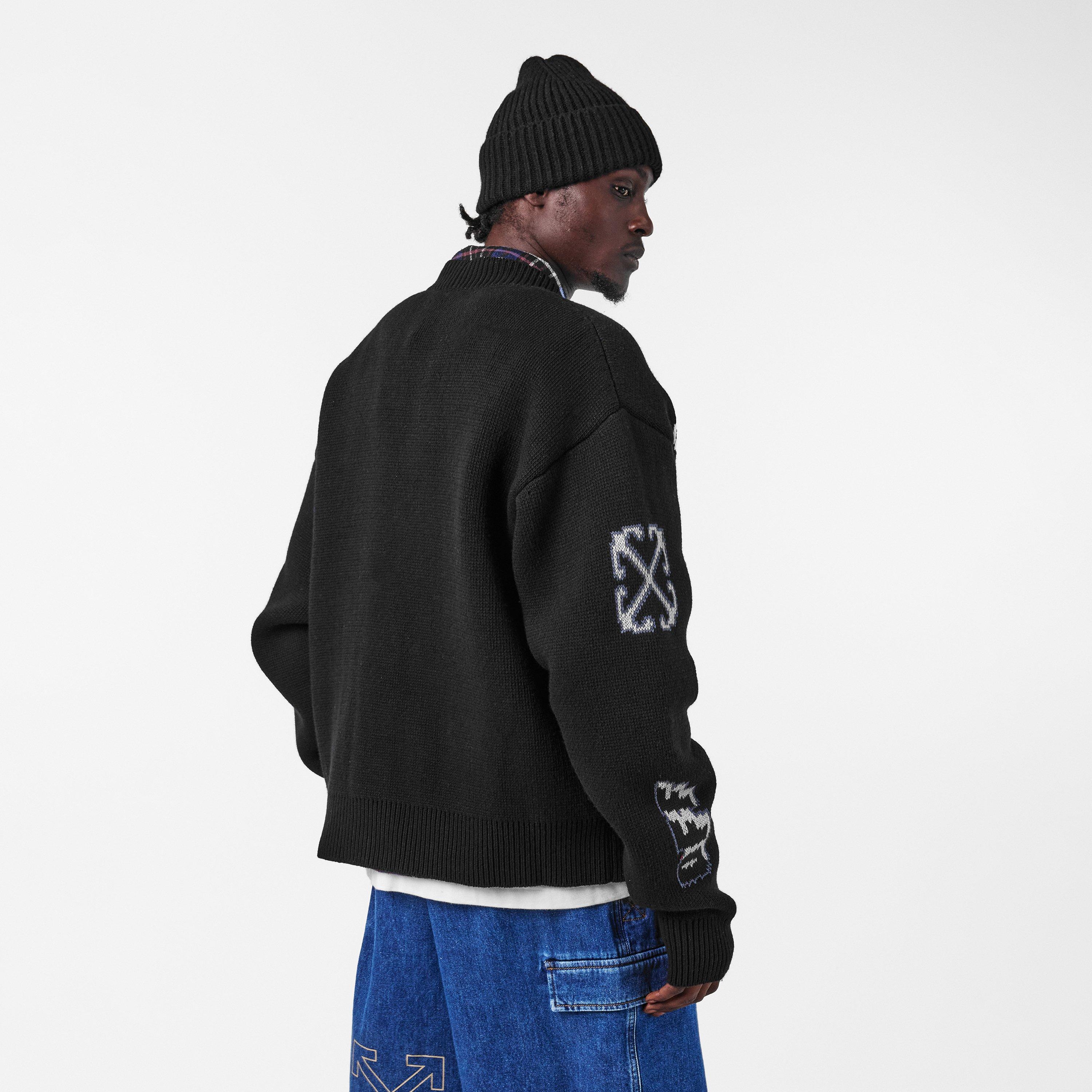 Black - Off White - Men's  Varsity Cardigan, Logos and Motifs - 4