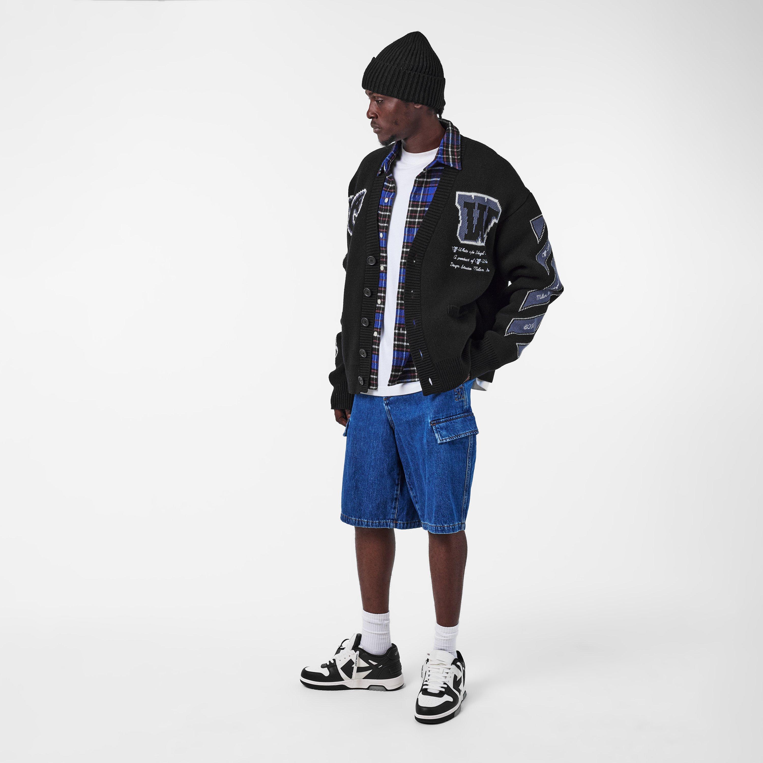 Black - Off White - Men's  Varsity Cardigan, Logos and Motifs - 6