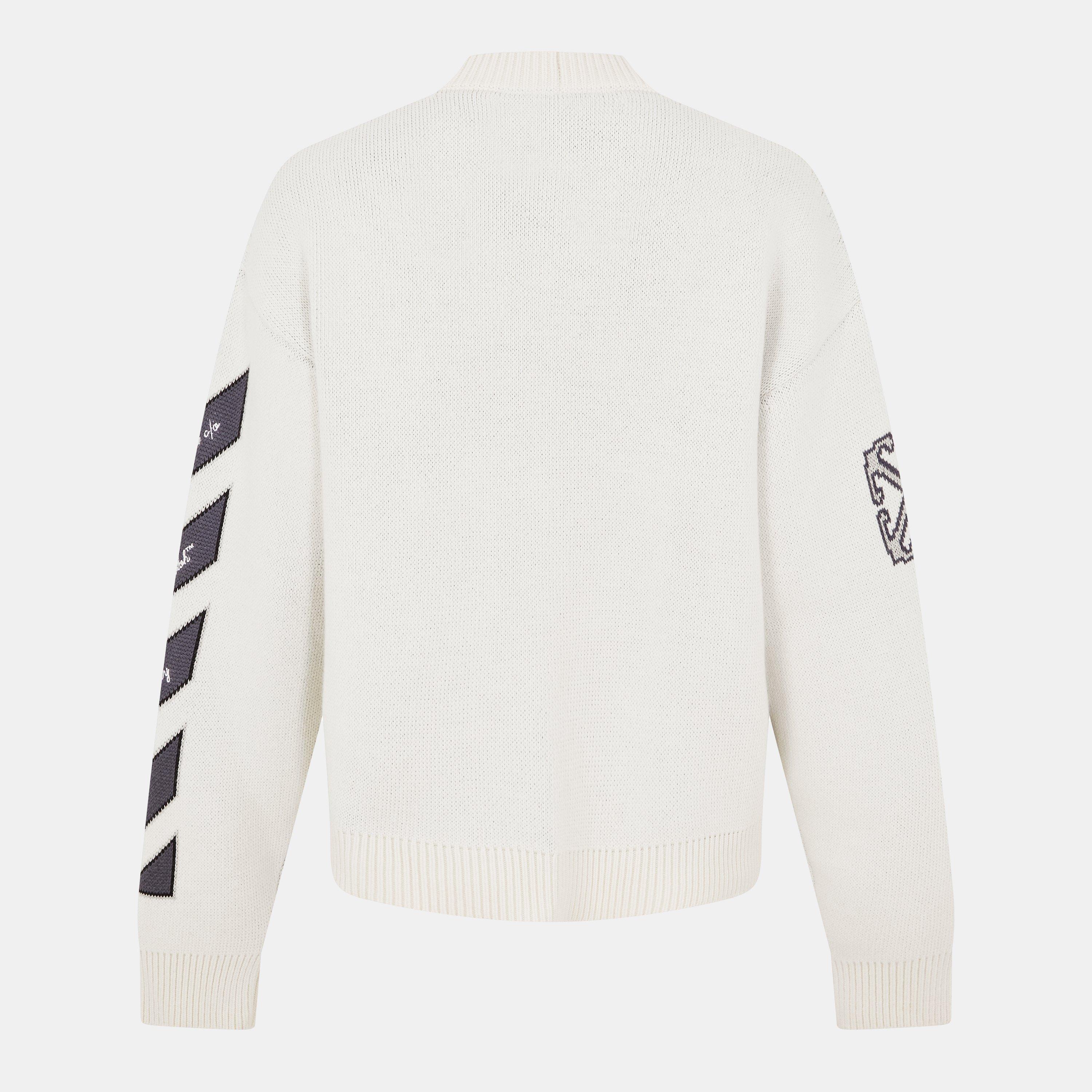 Cream /Black - Off White - Men's  Varsity Cardigan, Logos and Motifs - 2