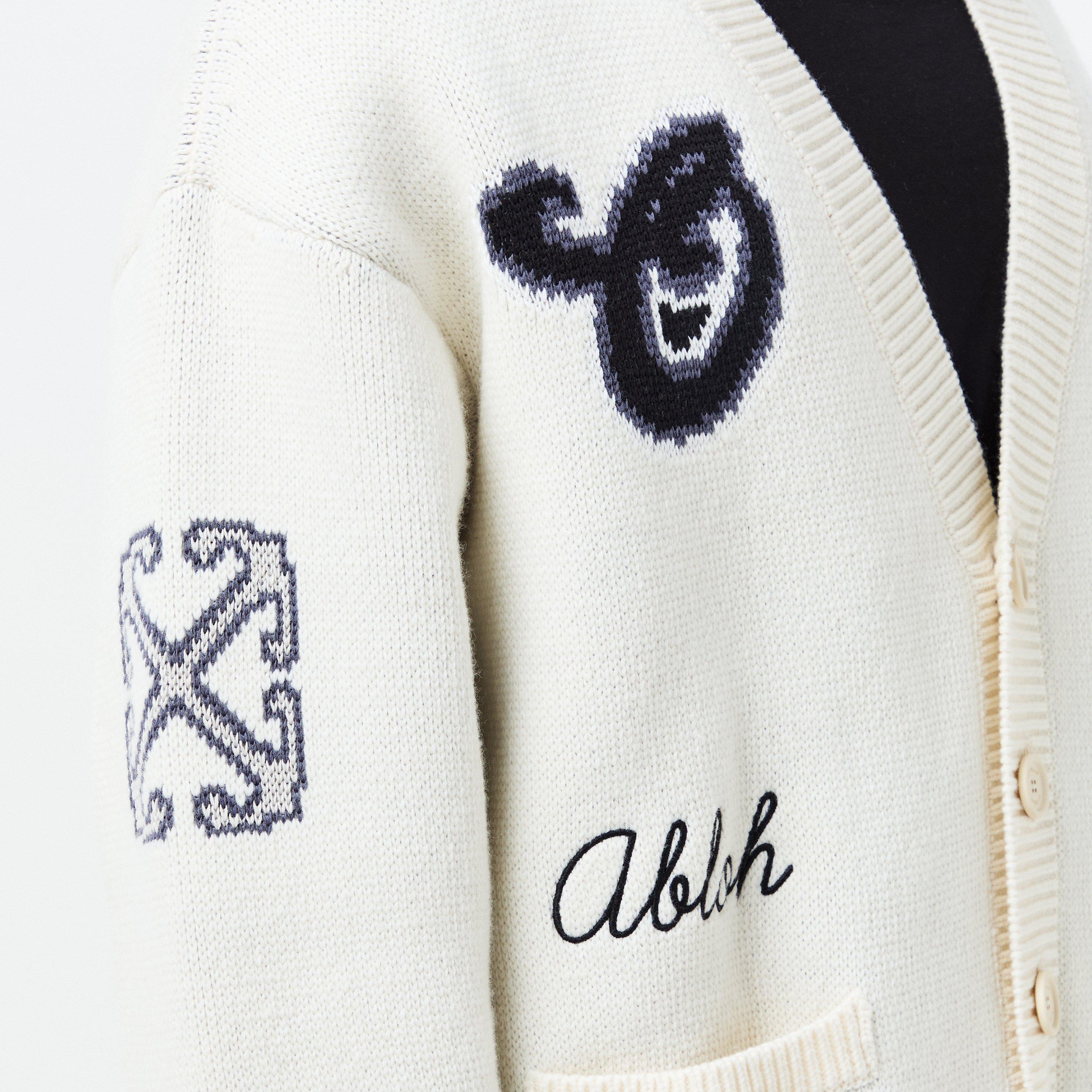 Cream /Black - Off White - Men's  Varsity Cardigan, Logos and Motifs - 5