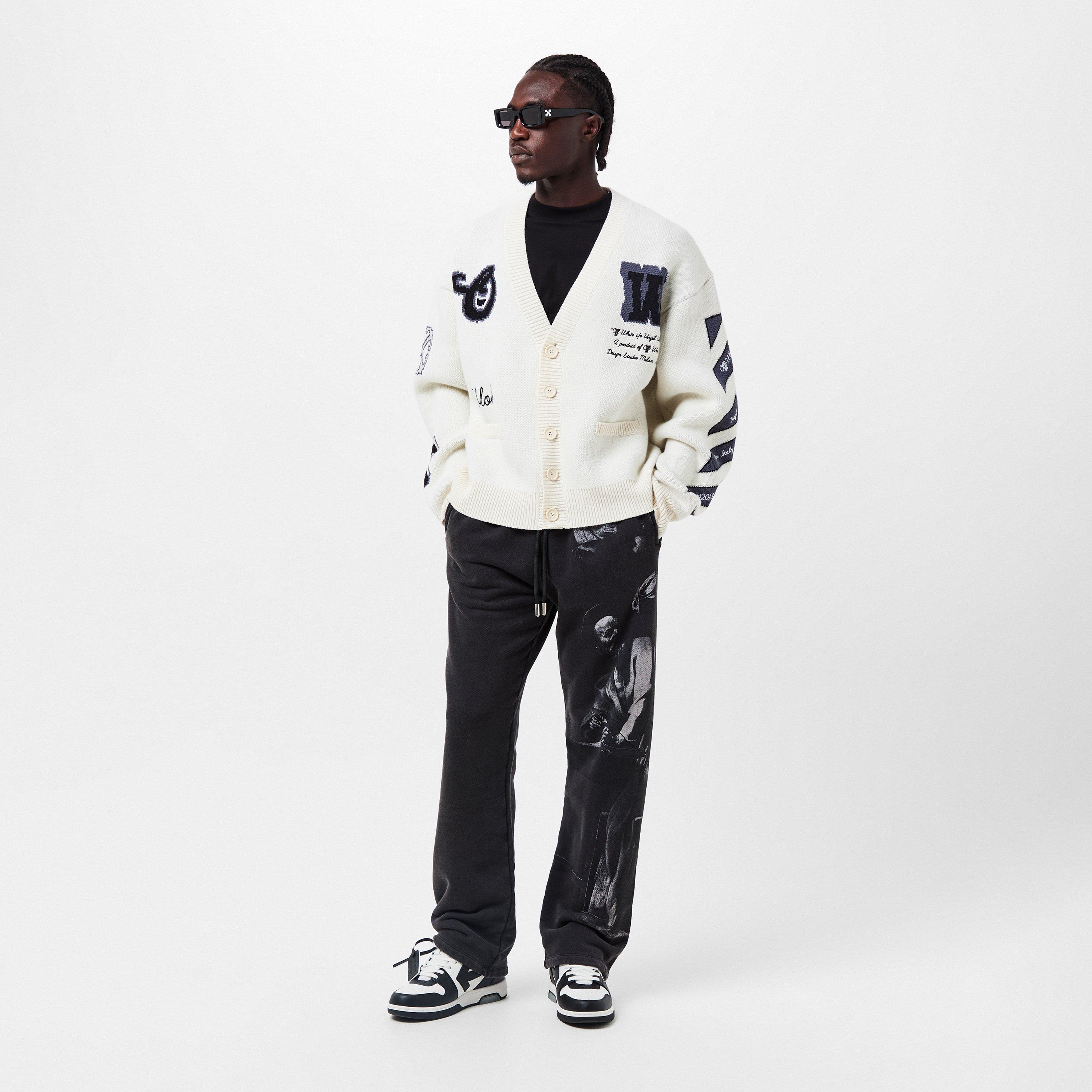 Cream /Black - Off White - Men's  Varsity Cardigan, Logos and Motifs - 6