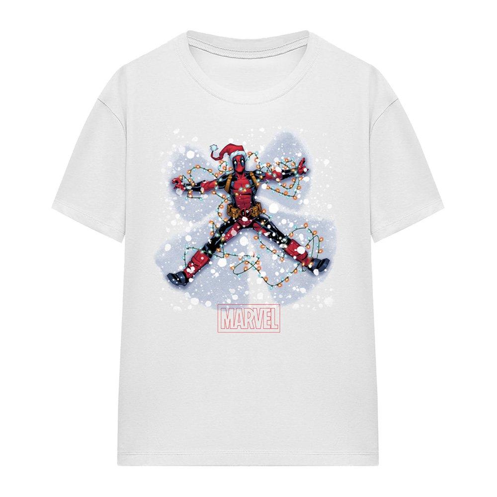 White - Deadpool - Christmas Snow Angel Womens T-Shirt - 4
