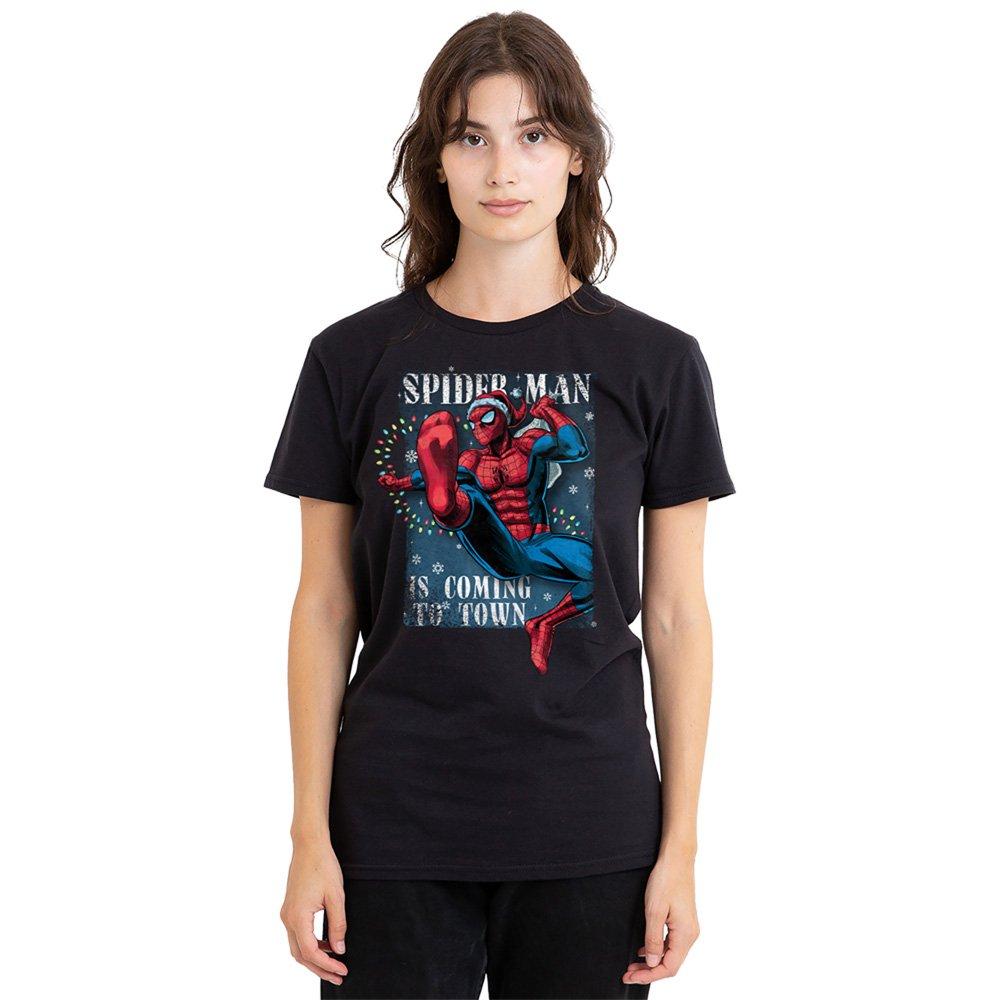 Black - Marvel - Spiderman Is Coming To Town T-Shirt Black - 1