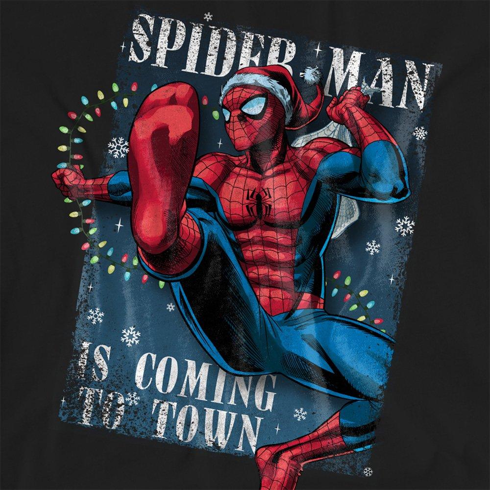 Black - Marvel - Spiderman Is Coming To Town T-Shirt Black - 2