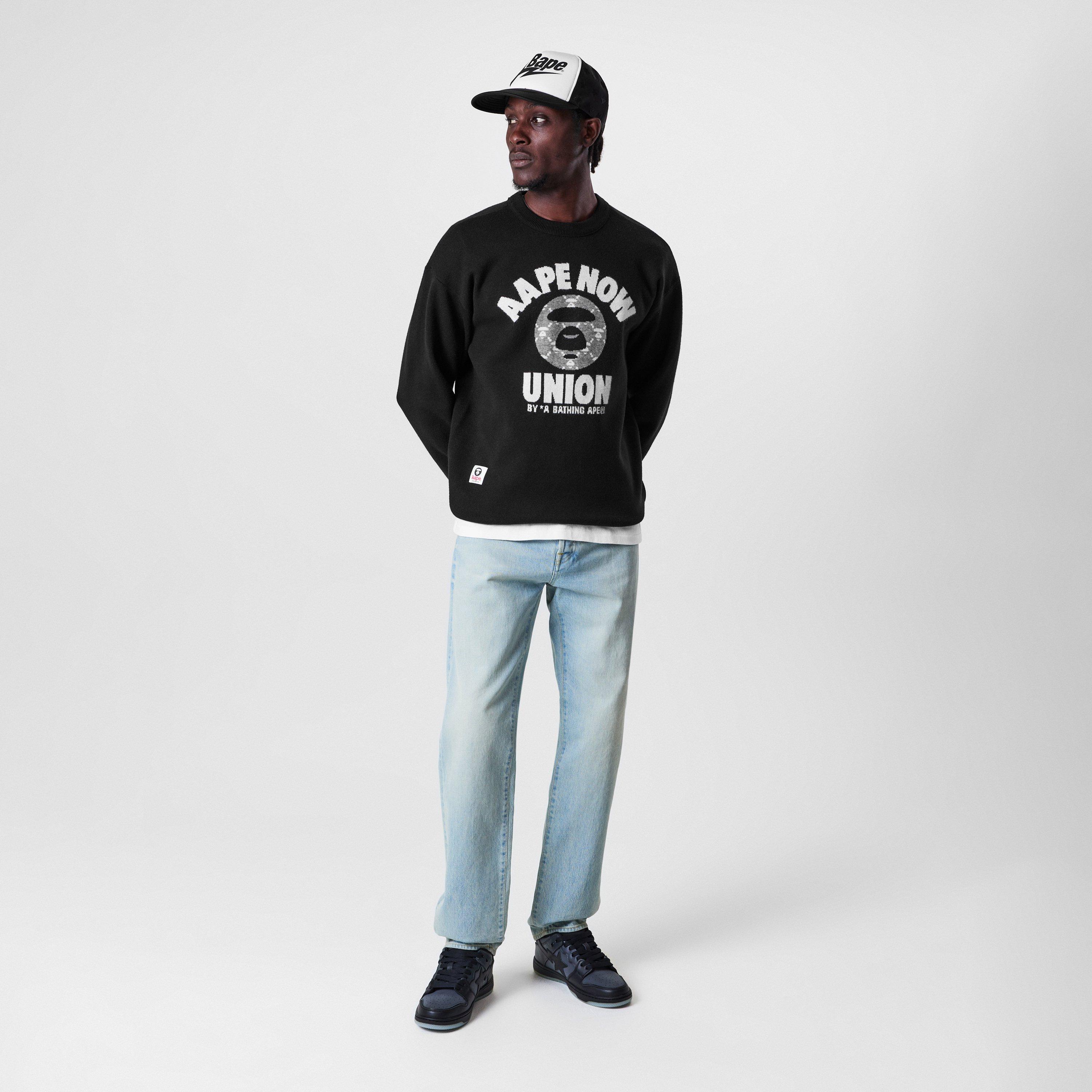 Black - AAPE - Men's Moonface Logo Knitted Crew Neck Jumper - 7