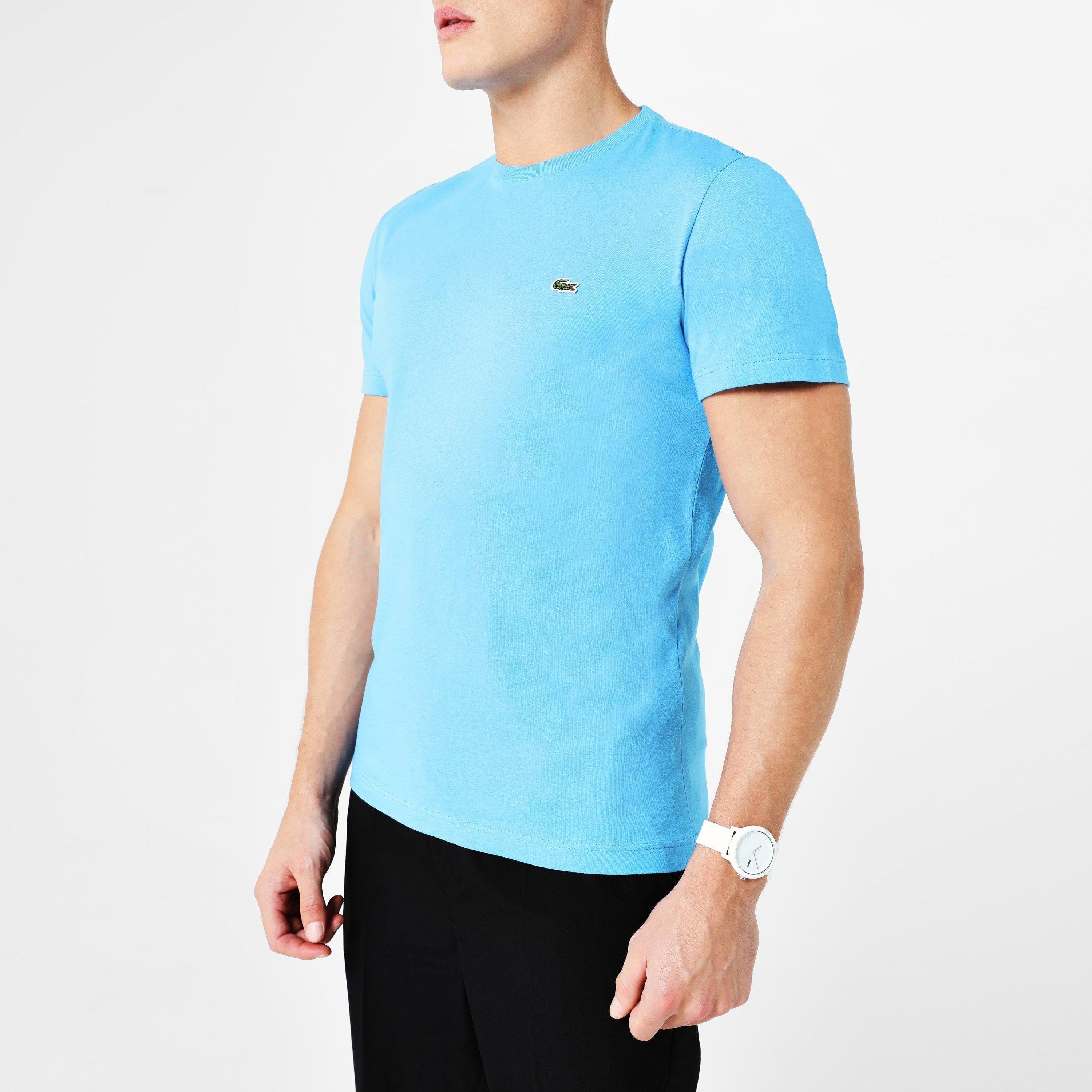 Blue - Lacoste - Crewneck Pima Cotton Jersey T-Shirt - 4