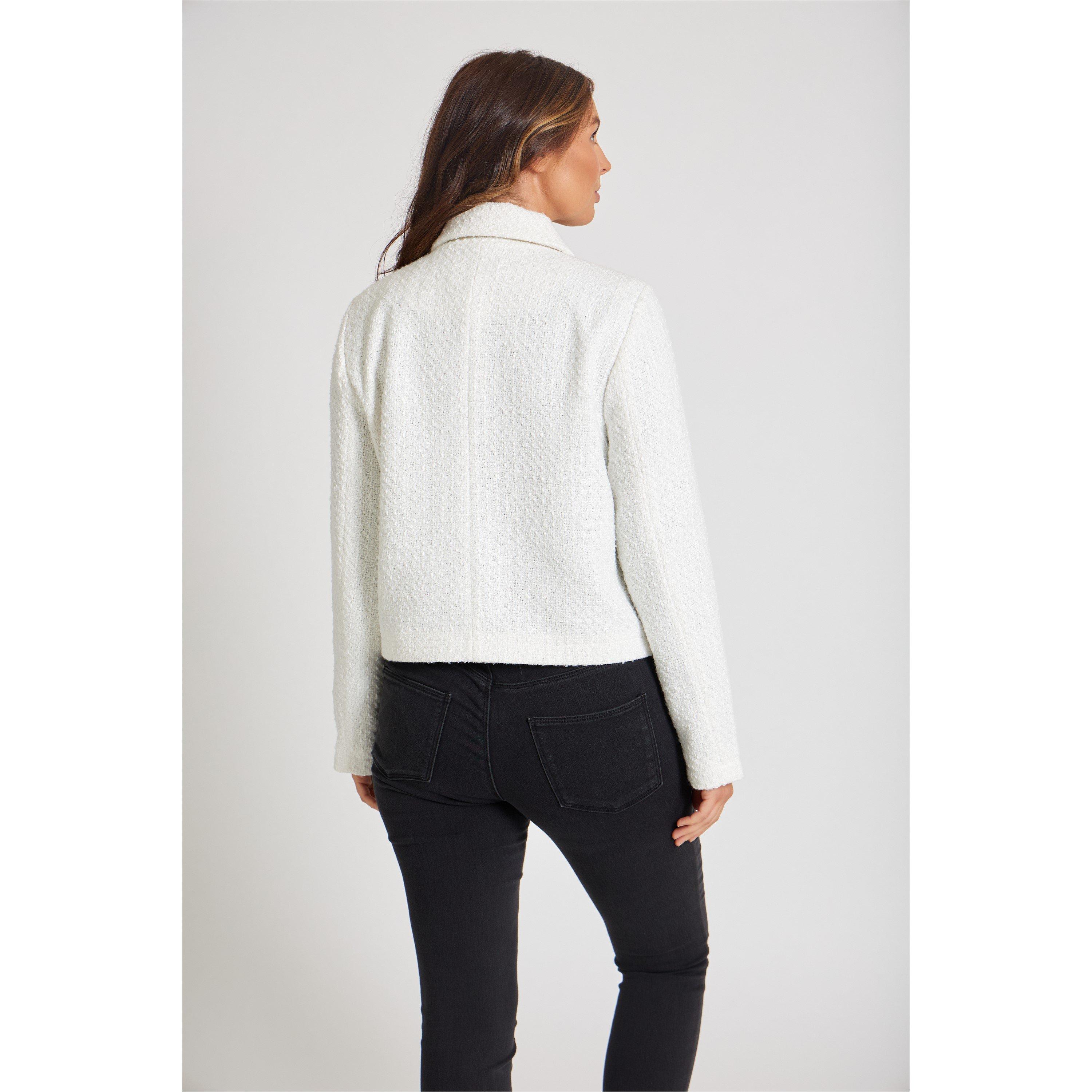 ROOMS - Be You - Cropped Textured Long Sleeve Boucle Jacket - 3