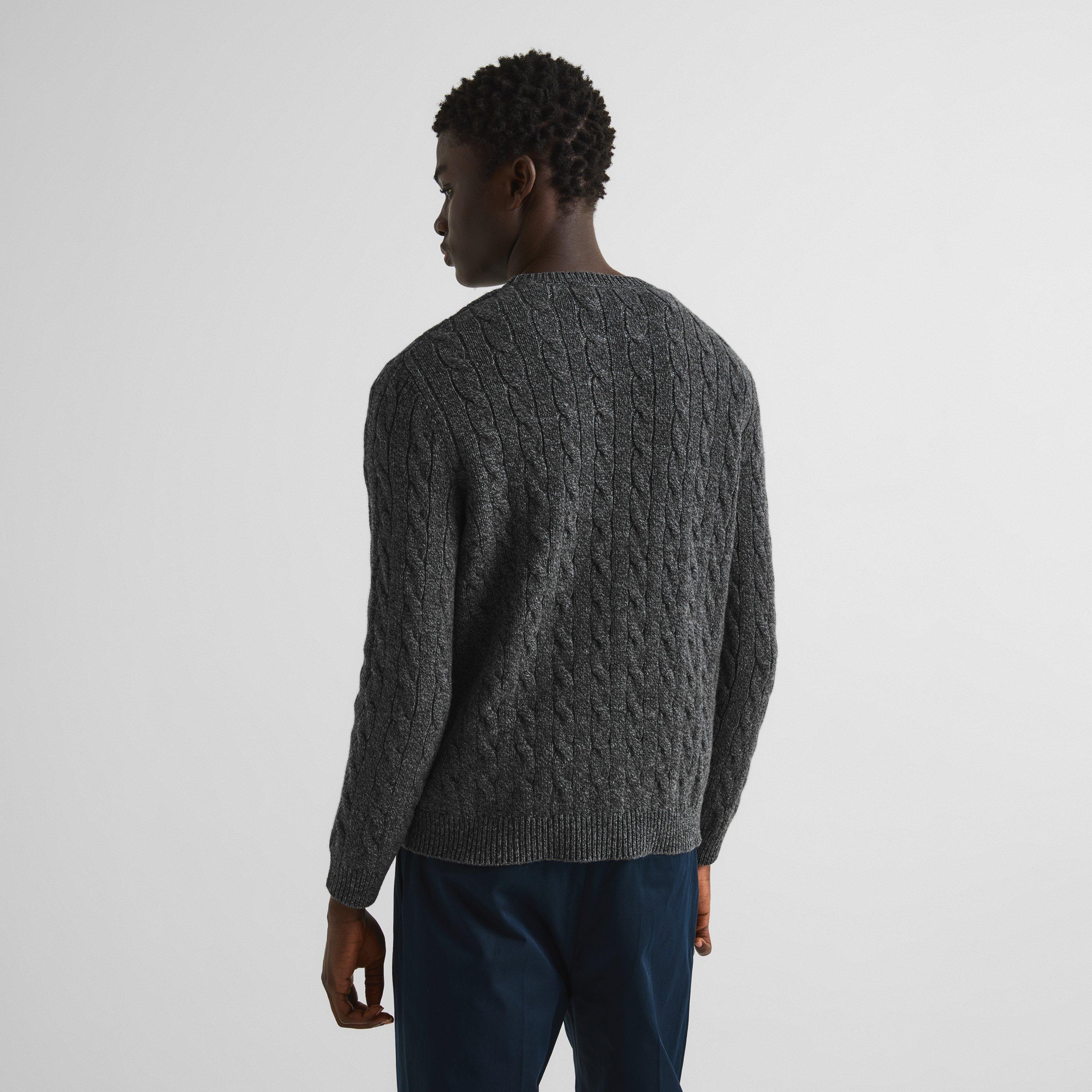 Anthr Melange - Valentino - Women's Wool Cable Knit Slim-Fit Crew-Neck Jumper - 4