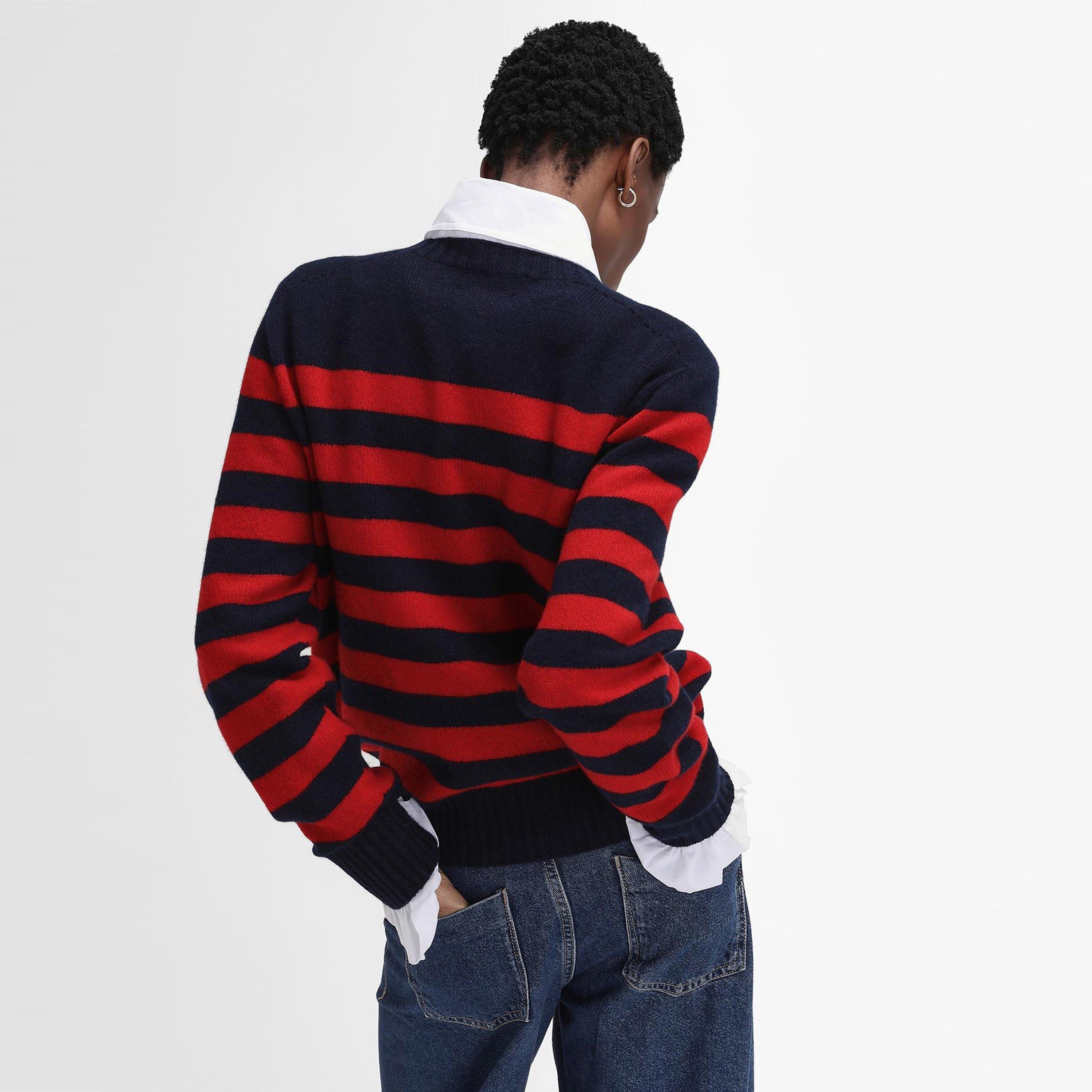 Navy/Ruby - Barbour - The Edit by Alexa Dominic Striped Crew Neck Jumper - 3
