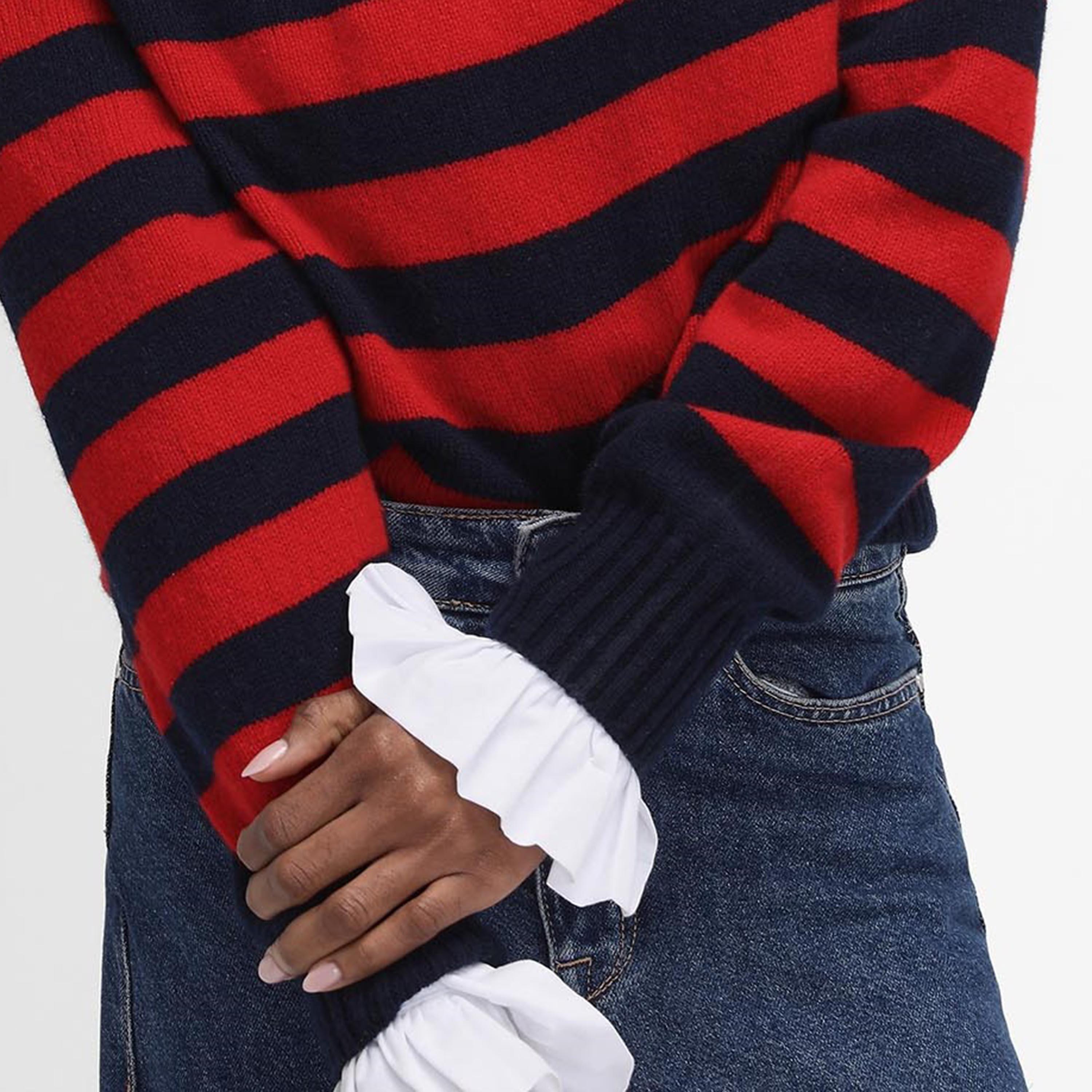 Navy/Ruby - Barbour - The Edit by Alexa Dominic Striped Crew Neck Jumper - 4
