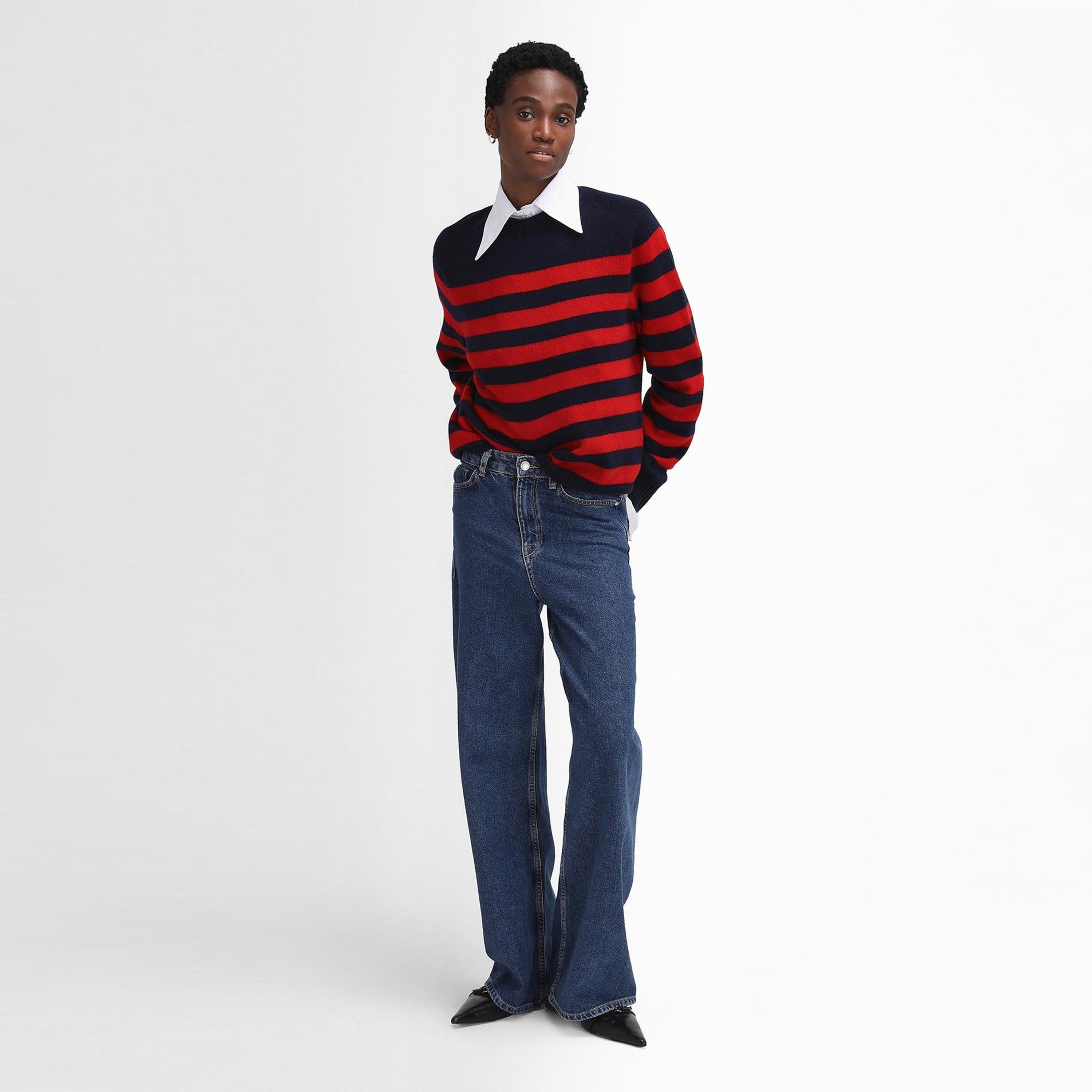 Navy/Ruby - Barbour - The Edit by Alexa Dominic Striped Crew Neck Jumper - 5