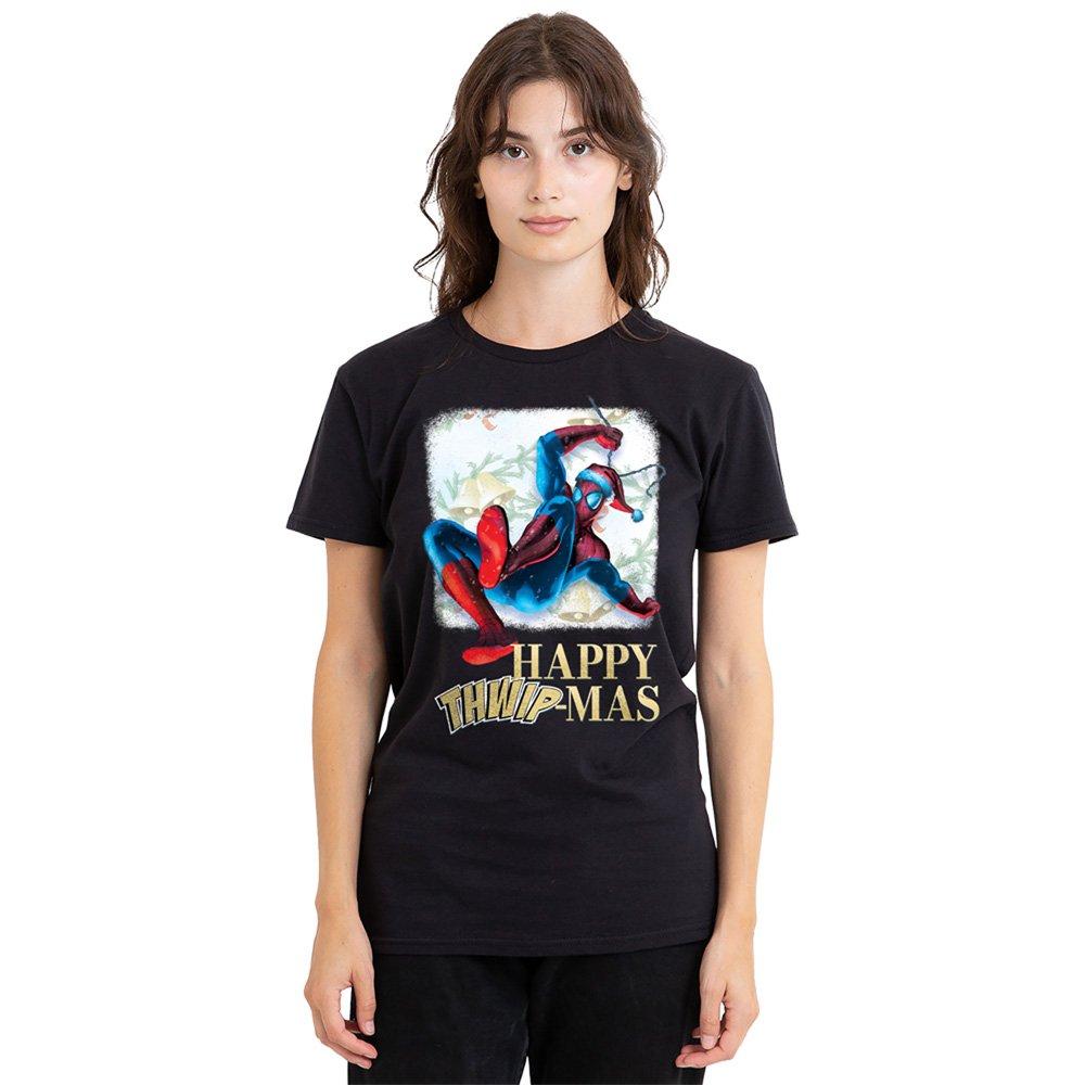 Black - Marvel - Spiderman Happy Thwipmas Christmas Window T-Shirt - 1