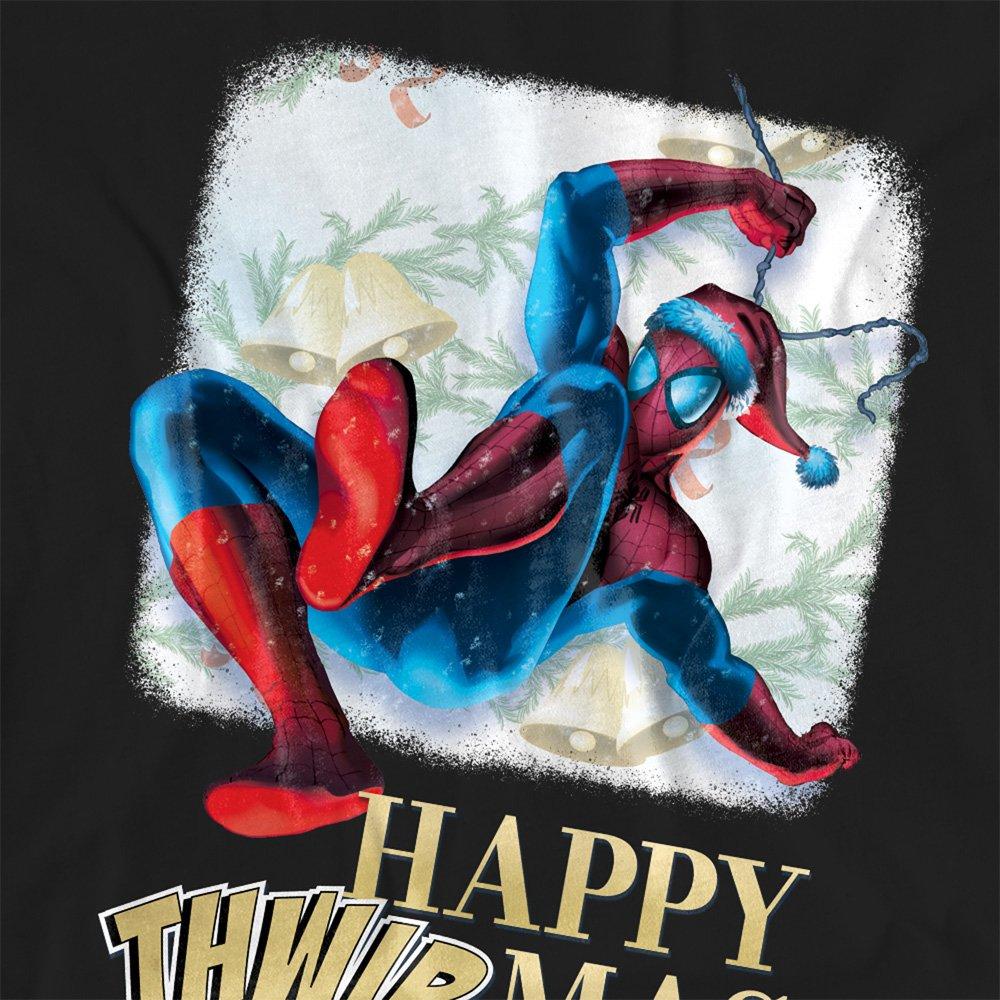 Black - Marvel - Spiderman Happy Thwipmas Christmas Window T-Shirt - 2