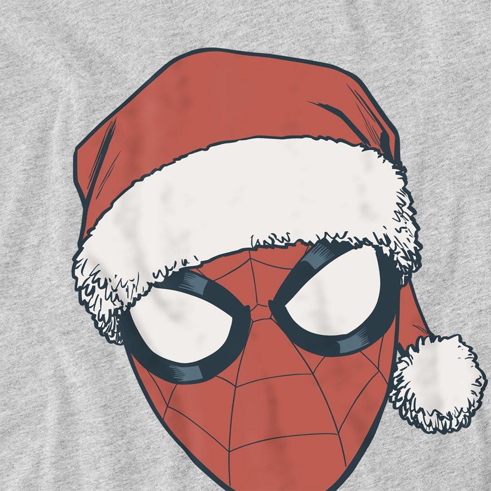 Light Grey - Marvel - Spiderman Christmas Santa Hat Portrait T-Shirt At - 2
