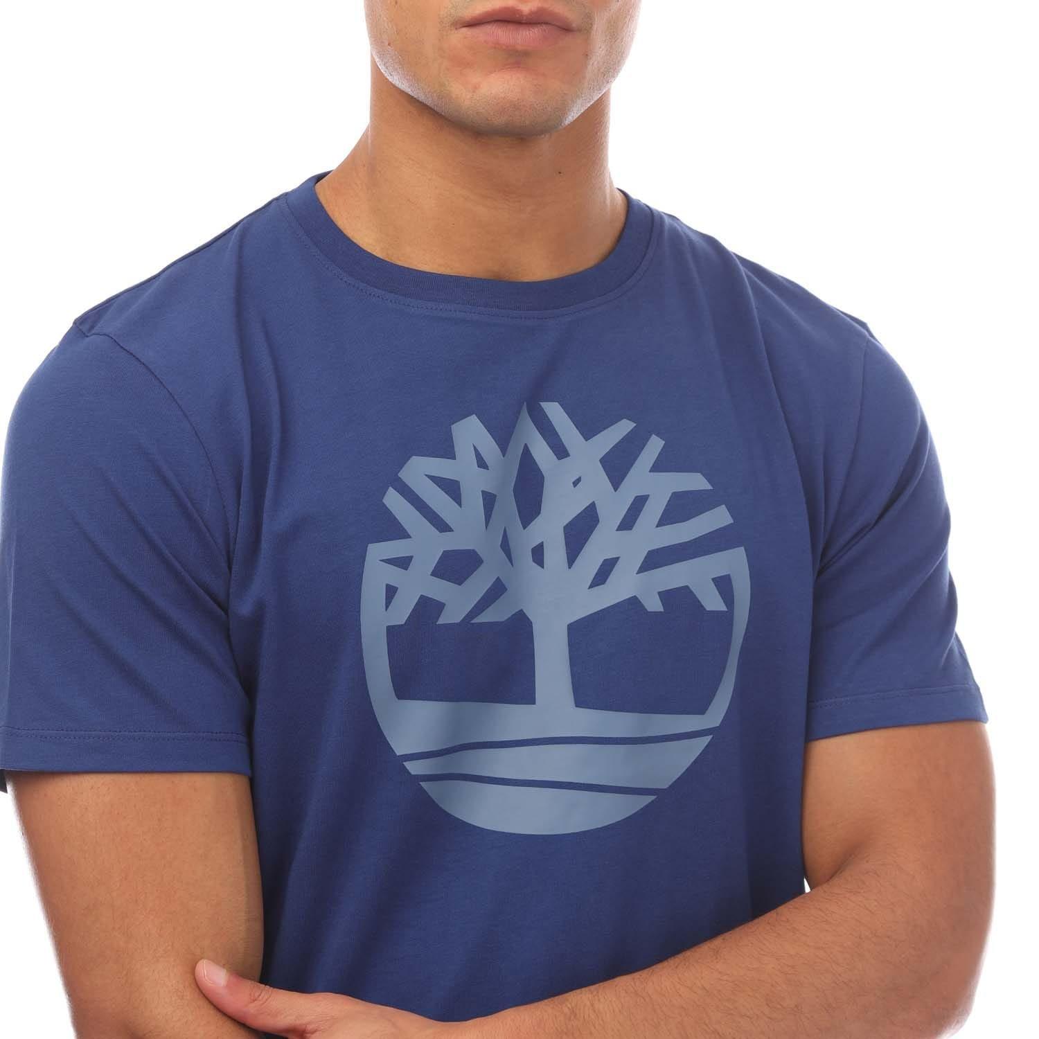 Blue - Timberland - Tree Logo Short Sleeve T-Shirt - 4