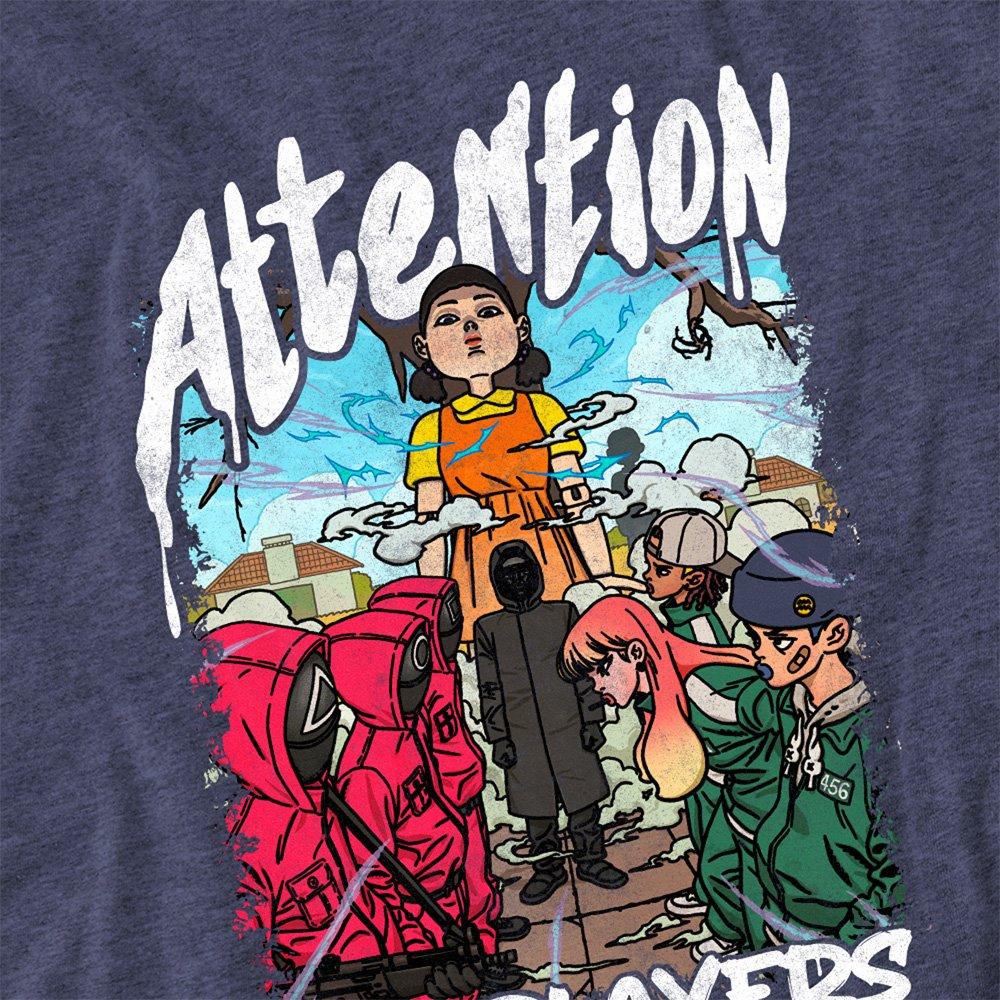 Grey - Squid Game - Squid Game - Season Three Attention Anime T-Shirt - 2