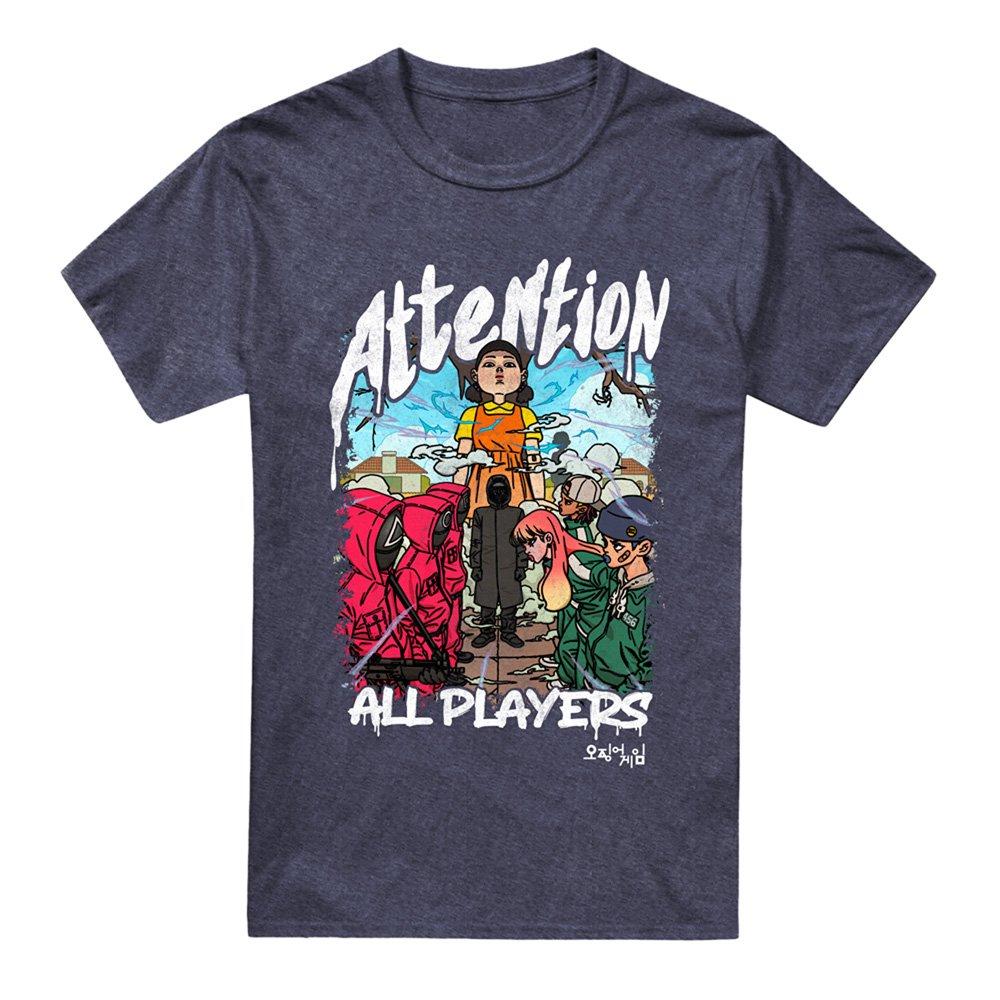 Grey - Squid Game - Squid Game - Season Three Attention Anime T-Shirt - 4