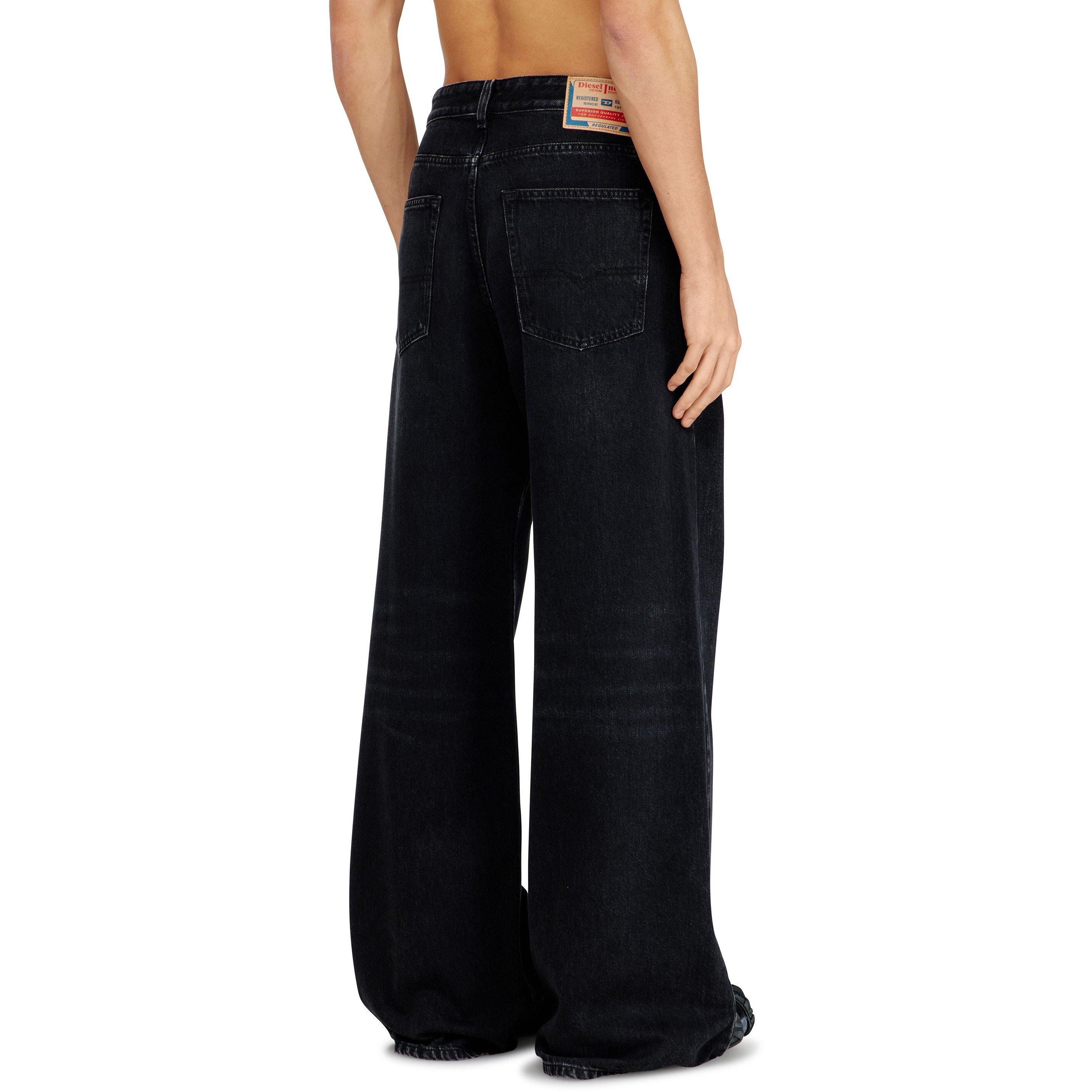 Washed Black - Diesel - Men's Wide Leg Jeans - 2