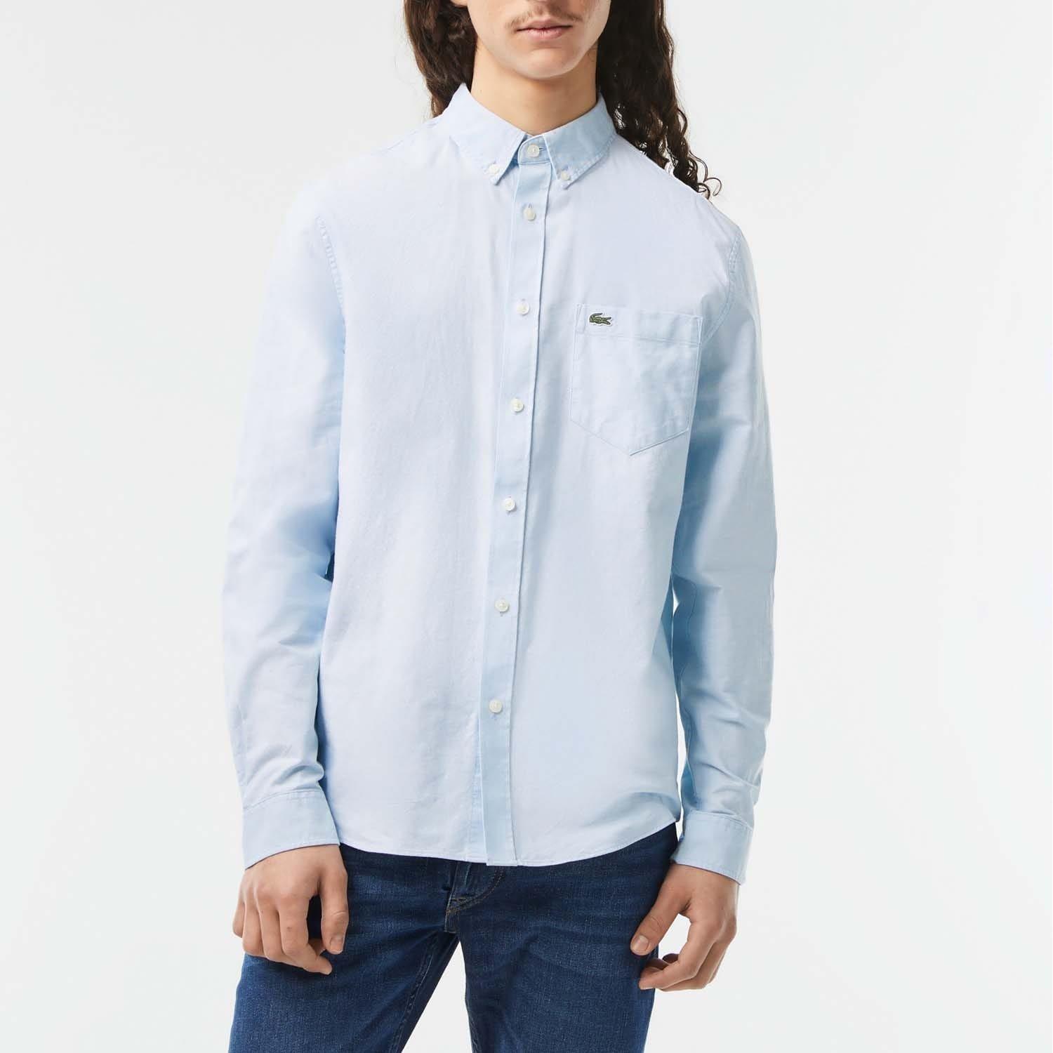 Blue - Lacoste - Regular Fit Long Sleeve Oxford Shirt - 1