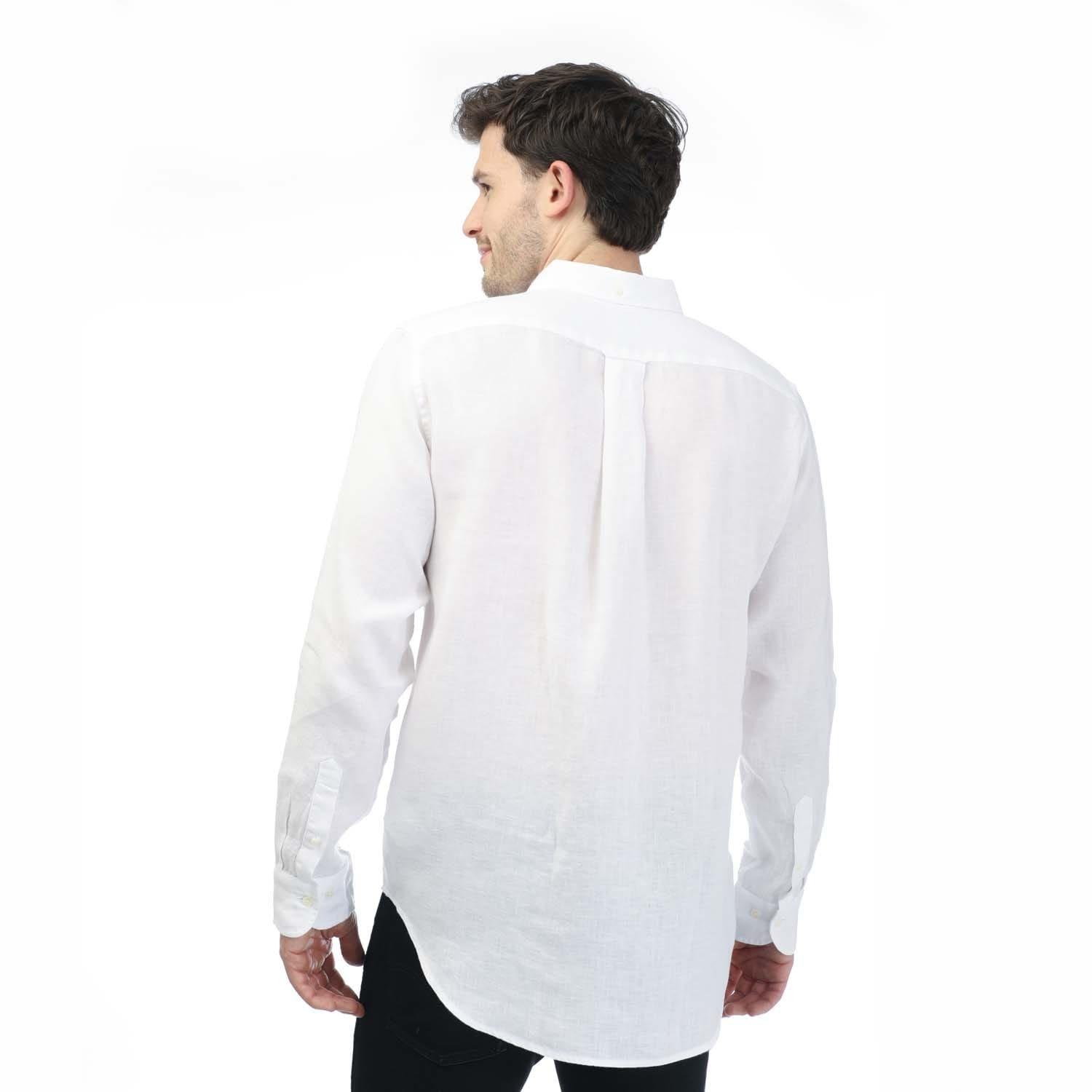 White - Gant - Regular Fit Linen Shirt - 2
