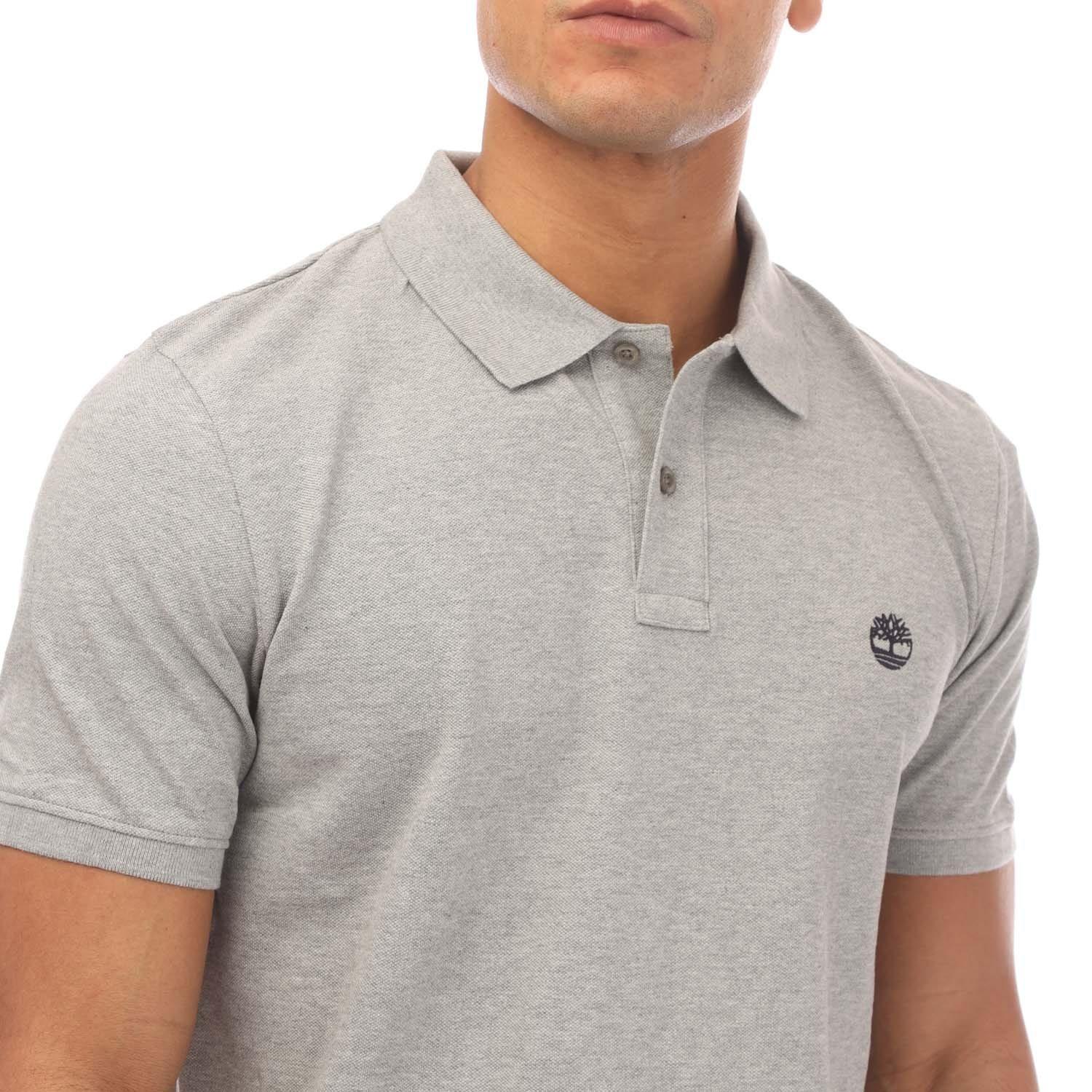 Grey - Timberland - Oyster River Logo Short Sleeve Polo Shirt - 3
