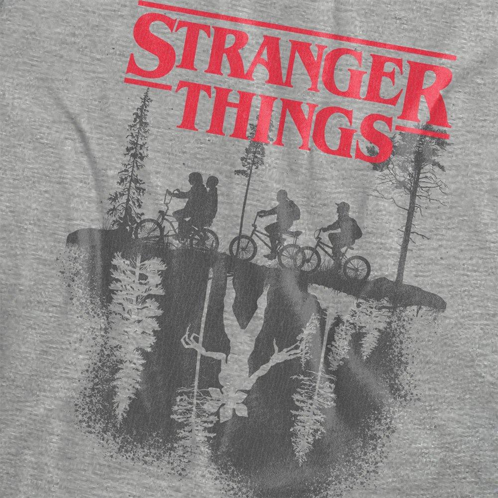 Grey - Stranger Things - Stranger Things Silhouette Forest Logo Ladies T Sh - 2