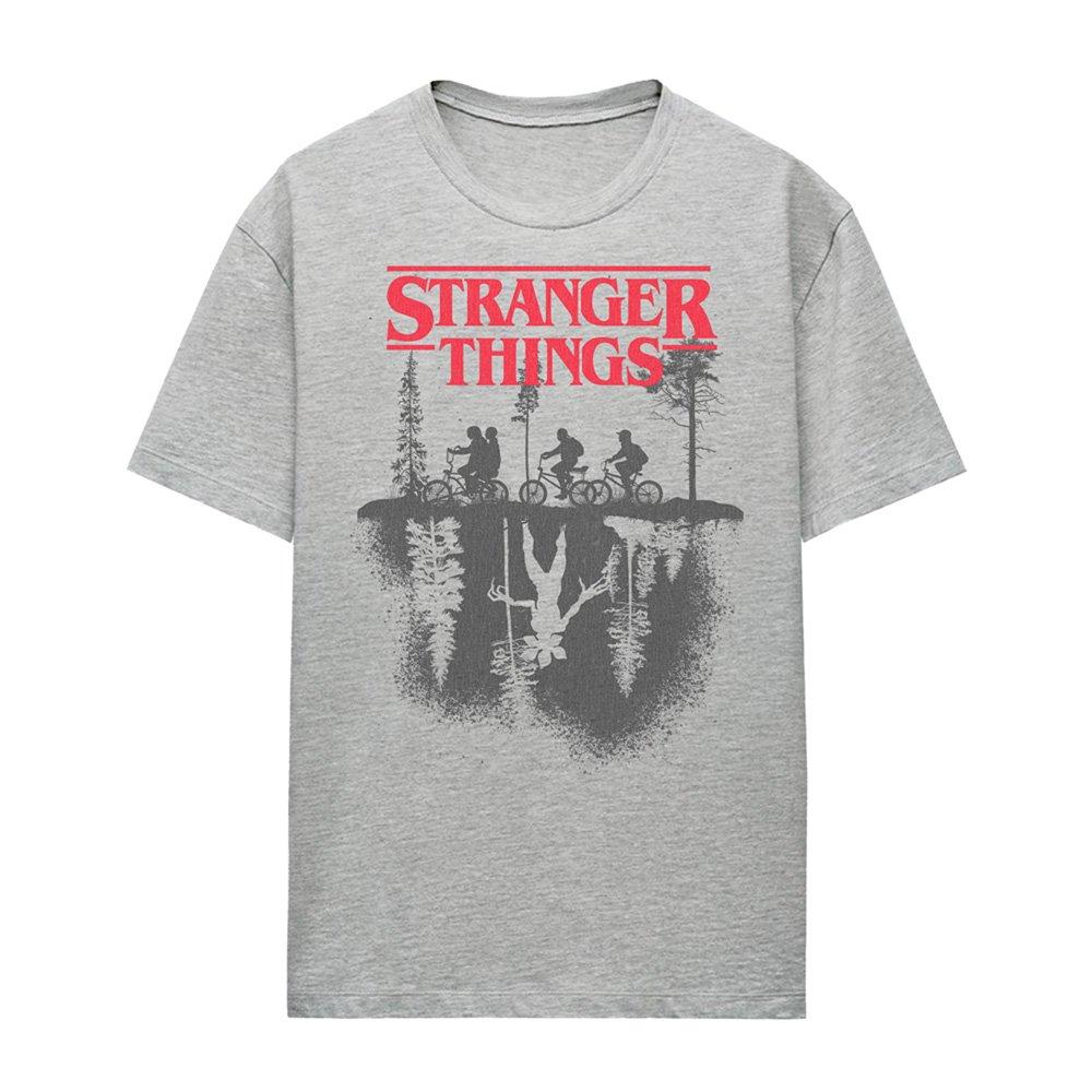 Grey - Stranger Things - Stranger Things Silhouette Forest Logo Ladies T Sh - 4