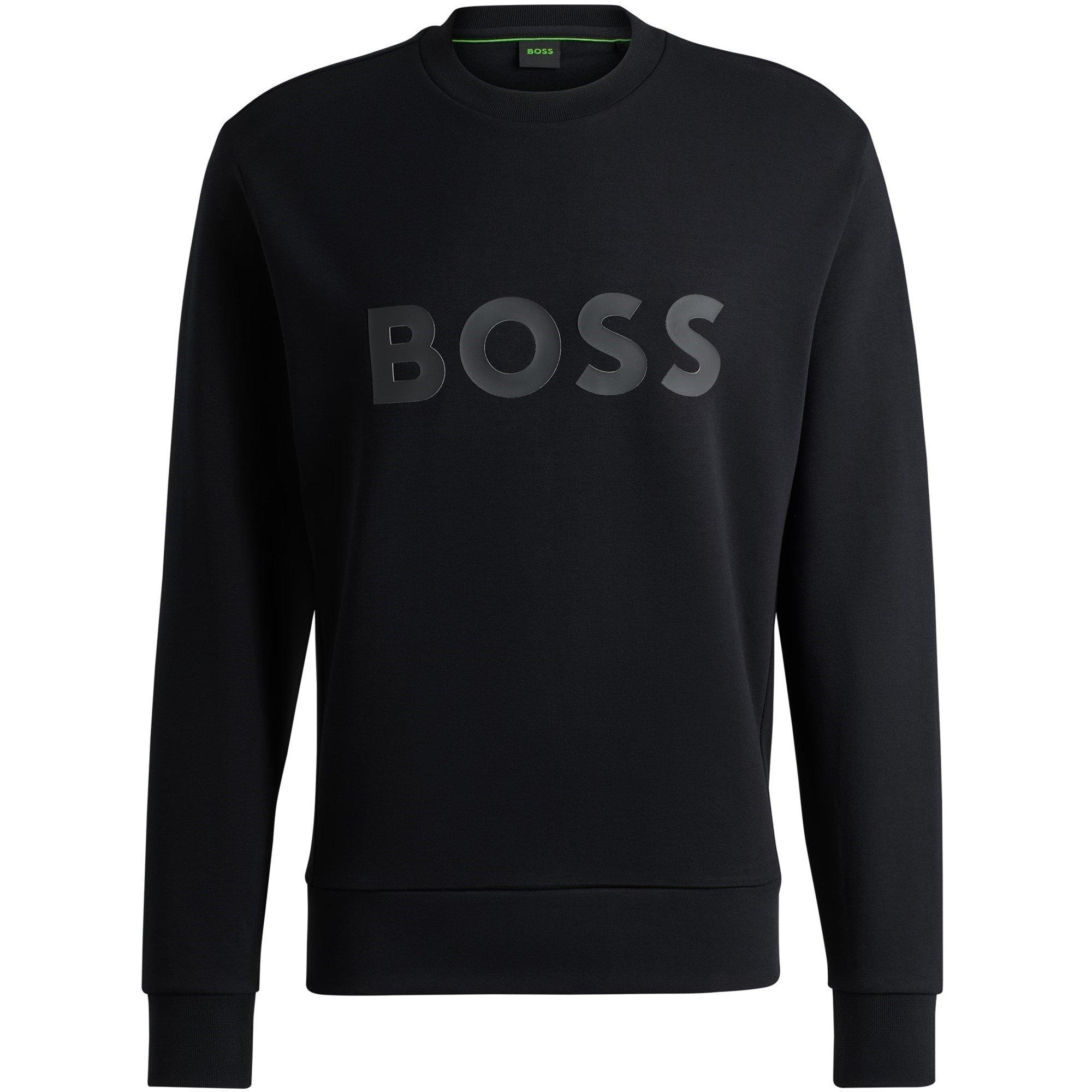 Black 001 - Boss - Mens BOSS GREEN Long Sleeve Crew Neck Jumper (Salbo) - 1